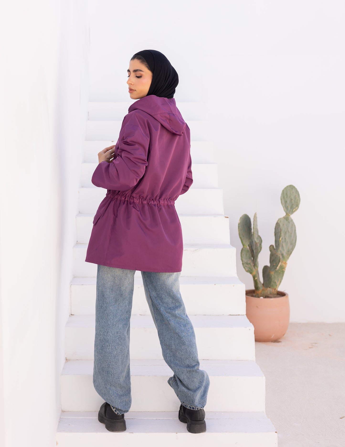 Waterproof jacket in purple