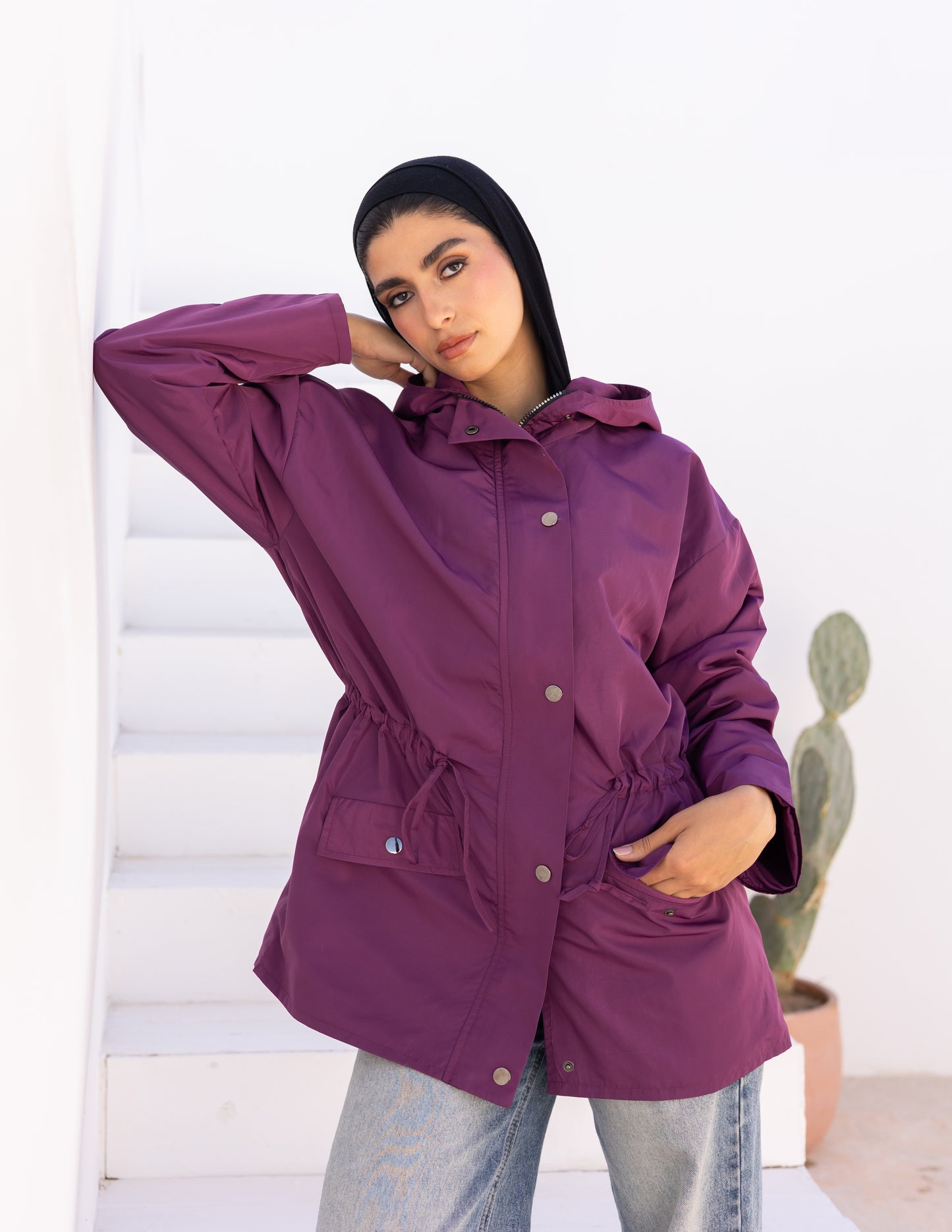 Waterproof jacket in purple