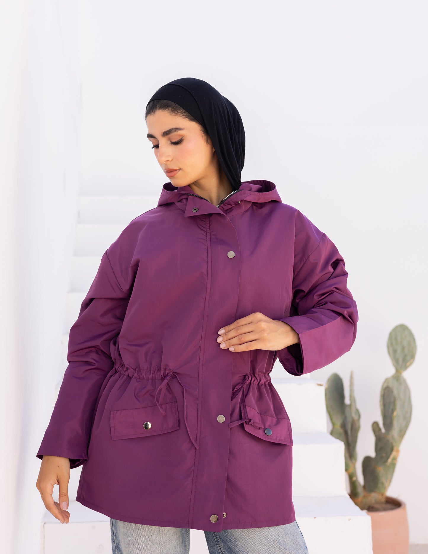 Waterproof jacket in purple