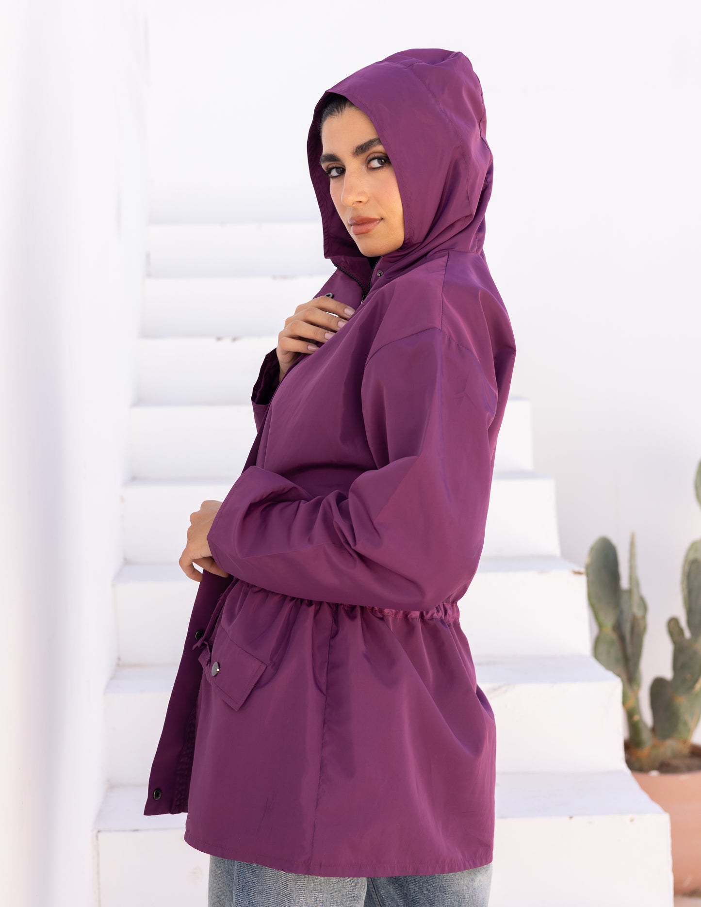 Waterproof jacket in purple