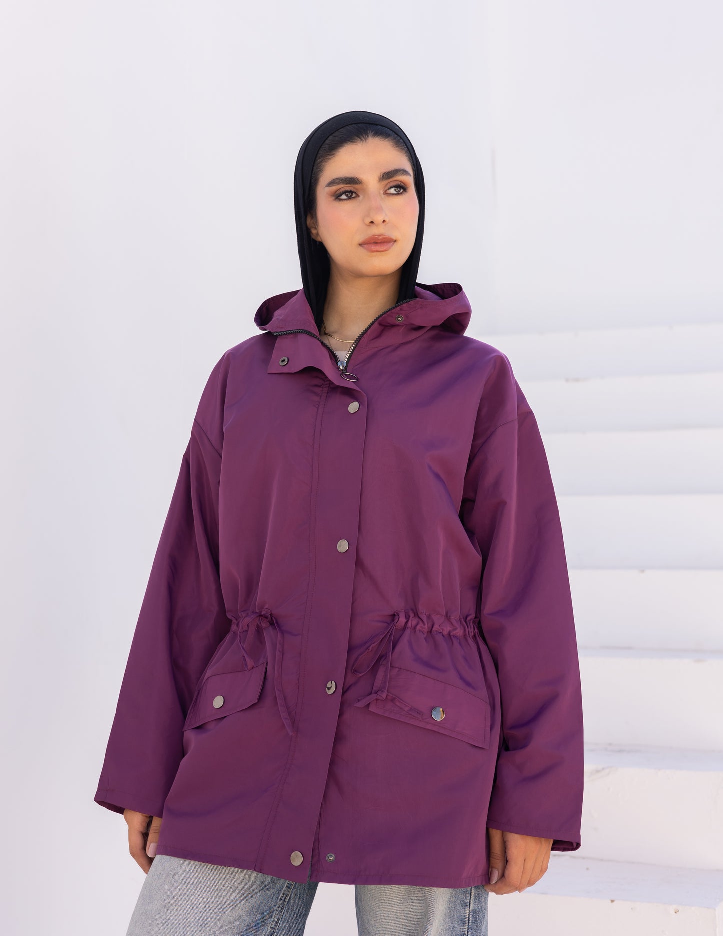Waterproof jacket in purple