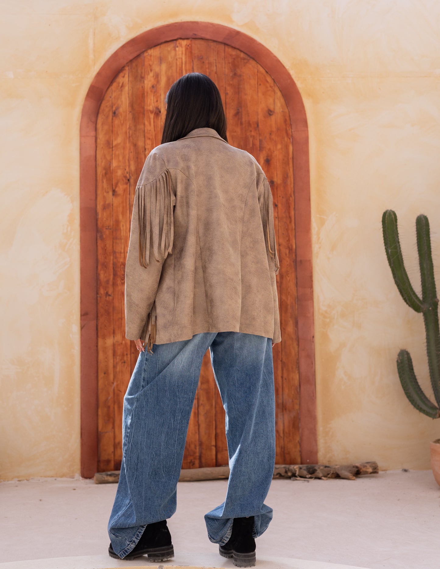 Fringes stung suede in beige