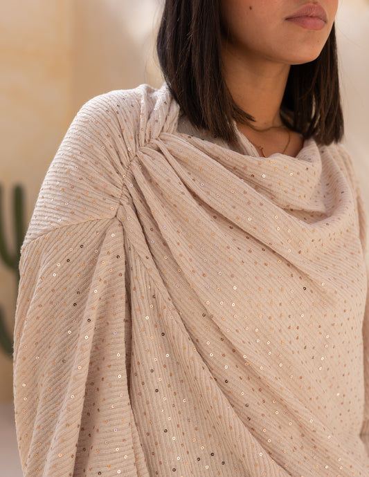 Knitted top with Sequins in cream