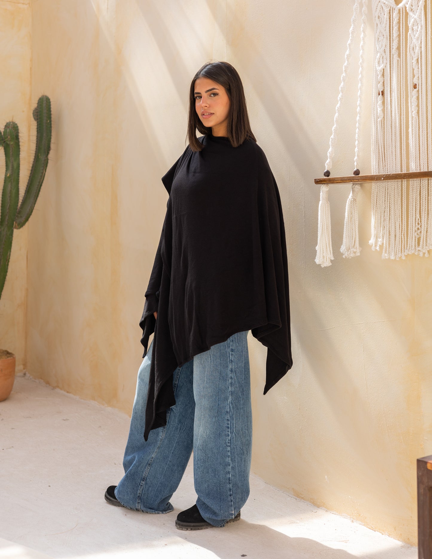 Layered blouse in black