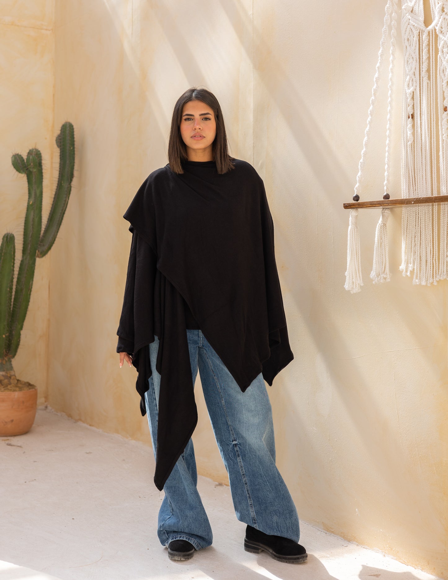 Layered blouse in black