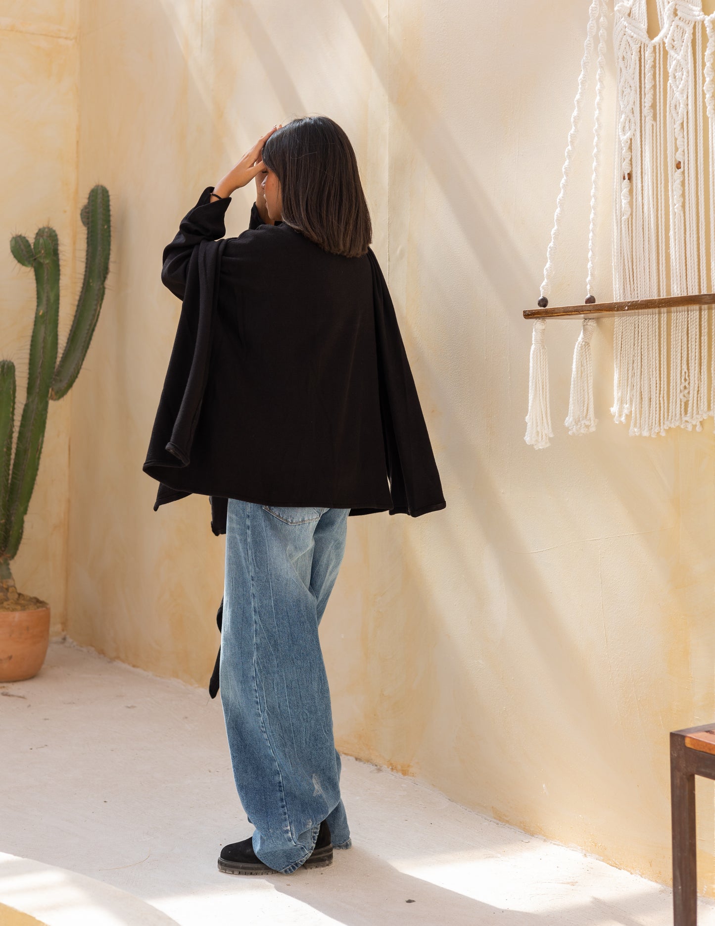 Layered blouse in black