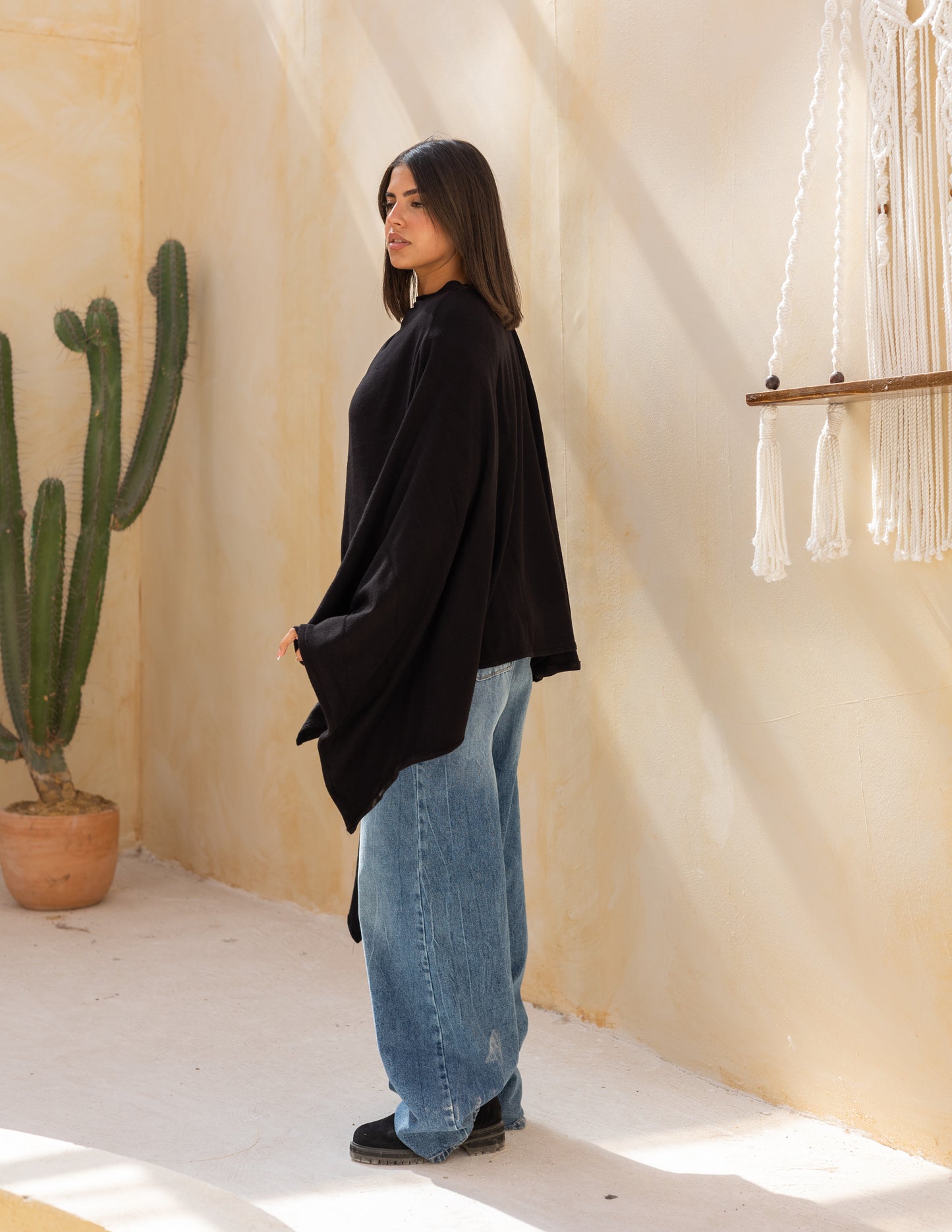 Layered blouse in black