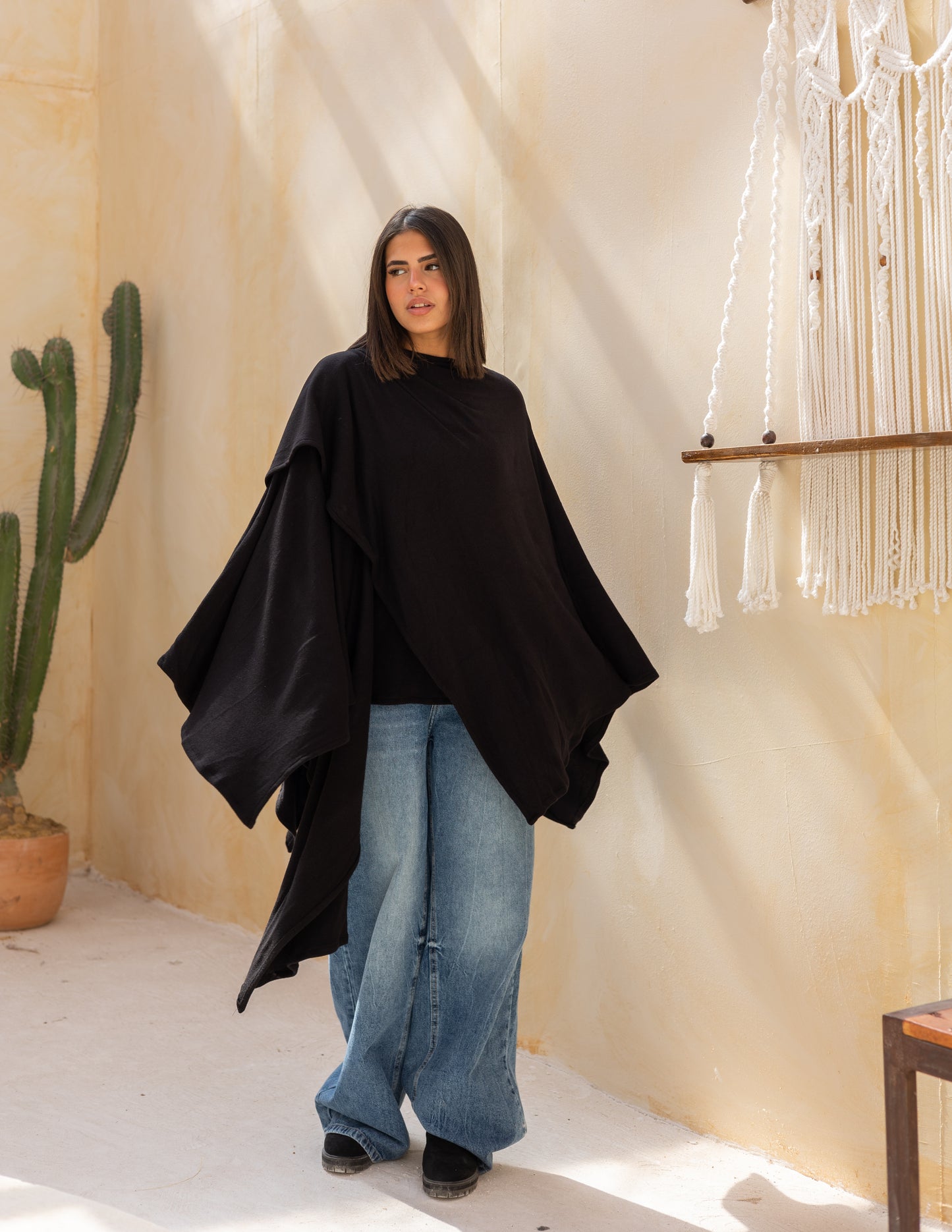 Layered blouse in black