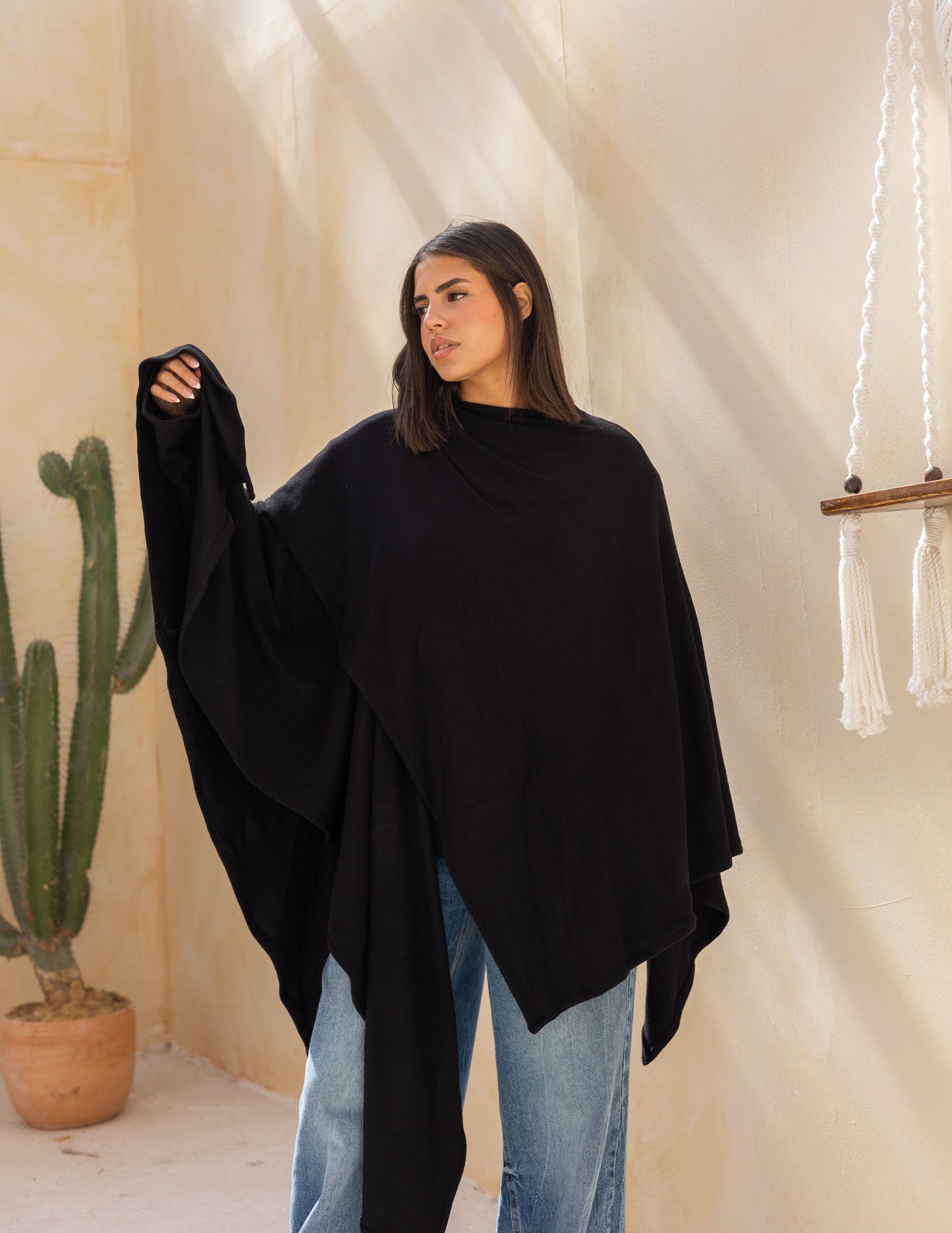 Layered blouse in black