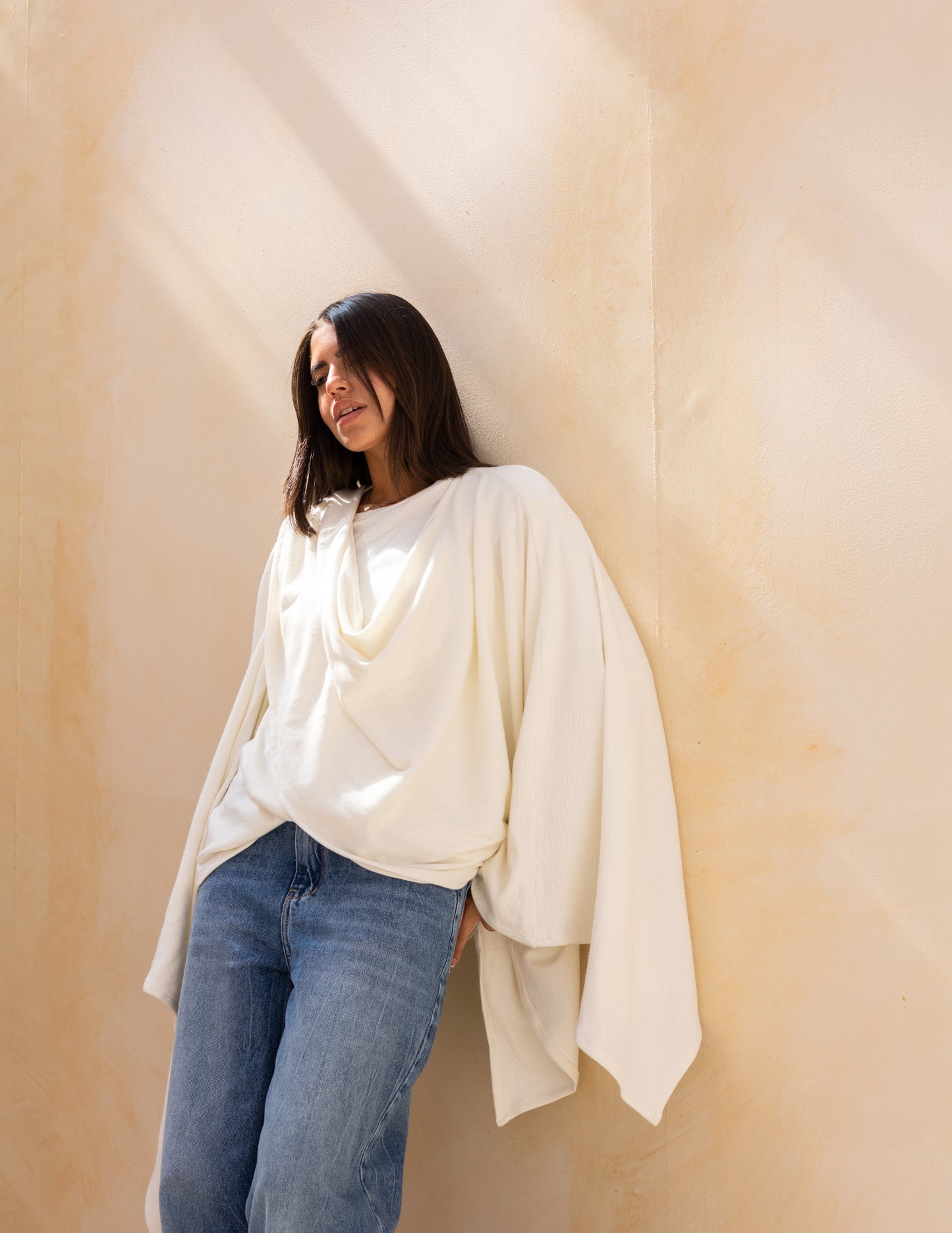 Layered blouse in off white