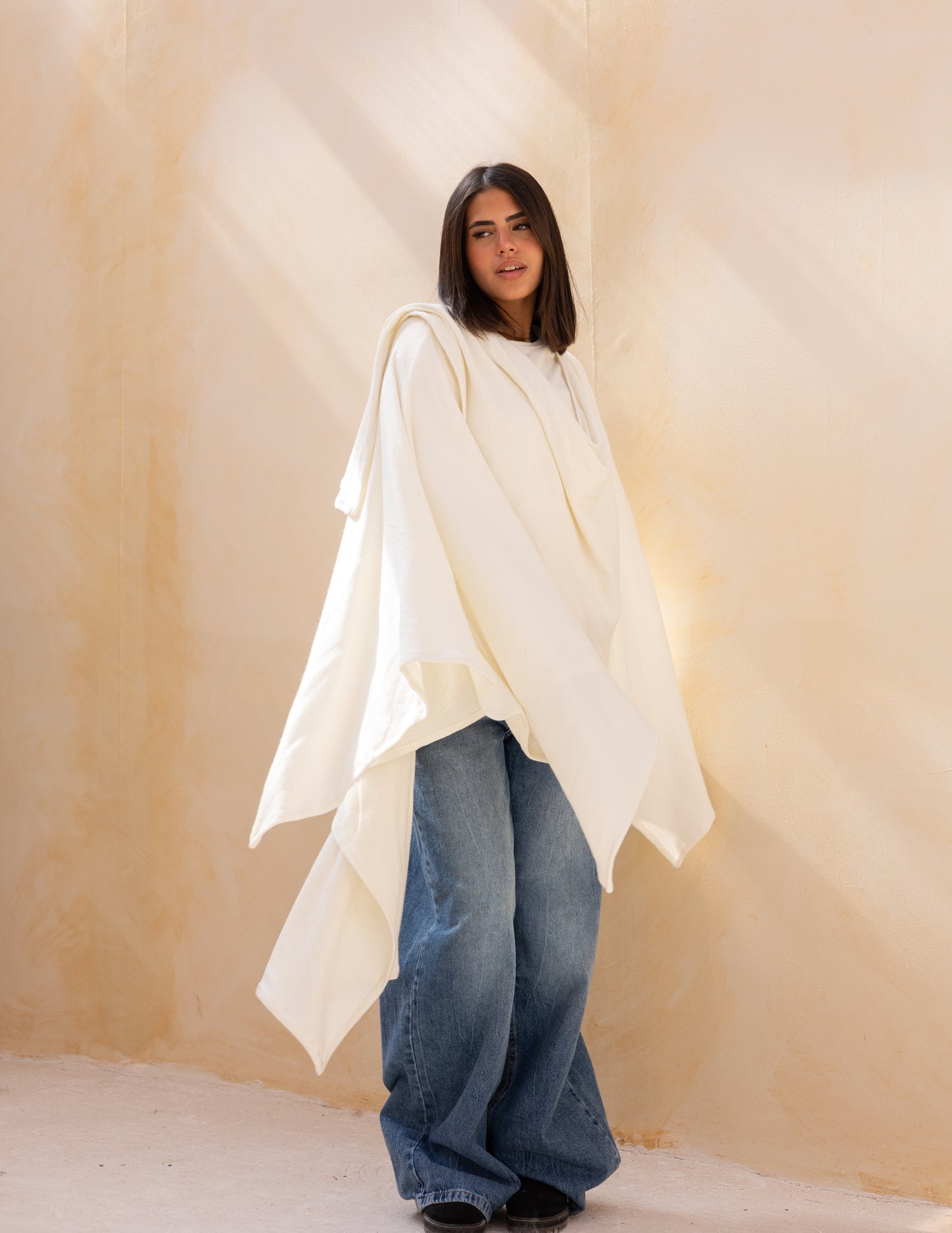 Layered blouse in off white