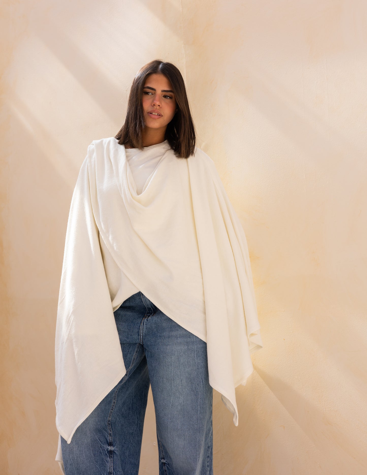 Layered blouse in off white