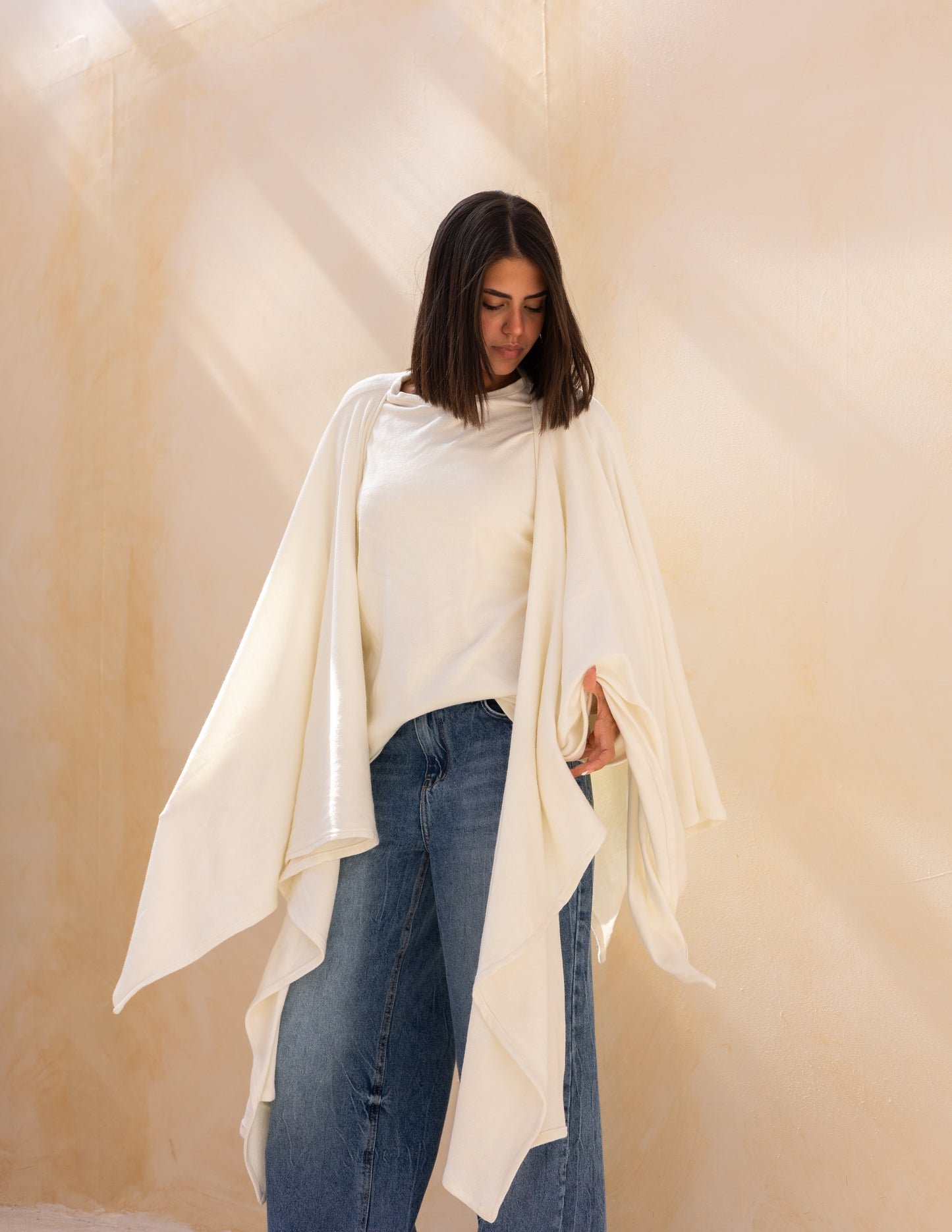 Layered blouse in off white