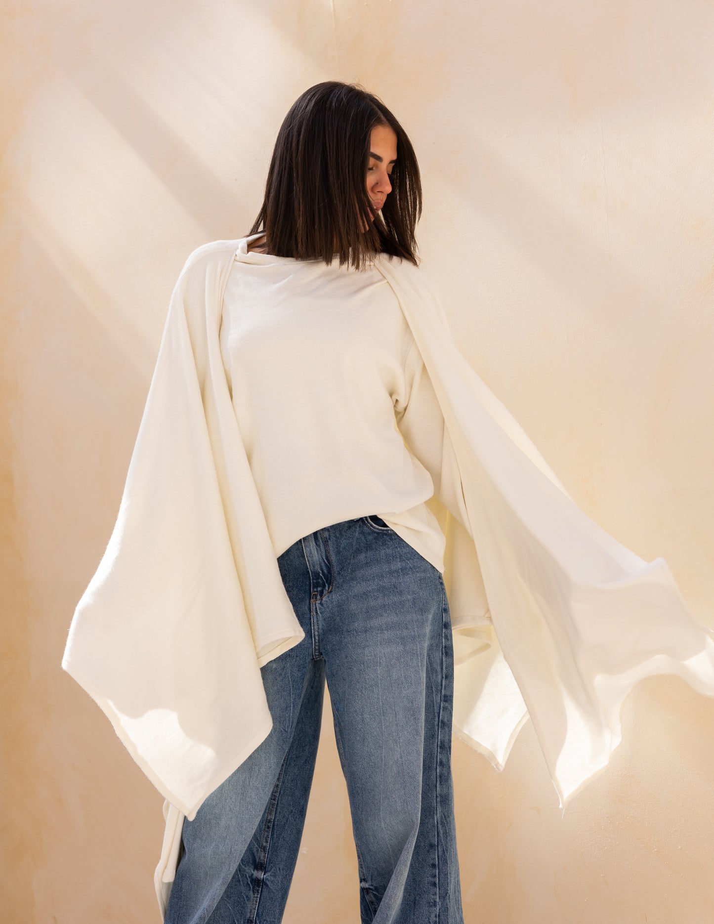 Layered blouse in off white