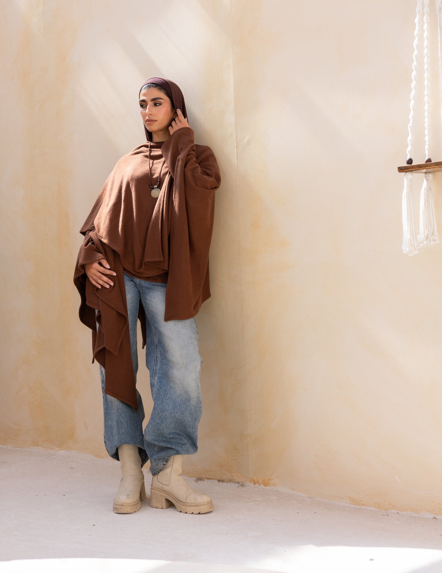 Layered blouse in milky chocolate