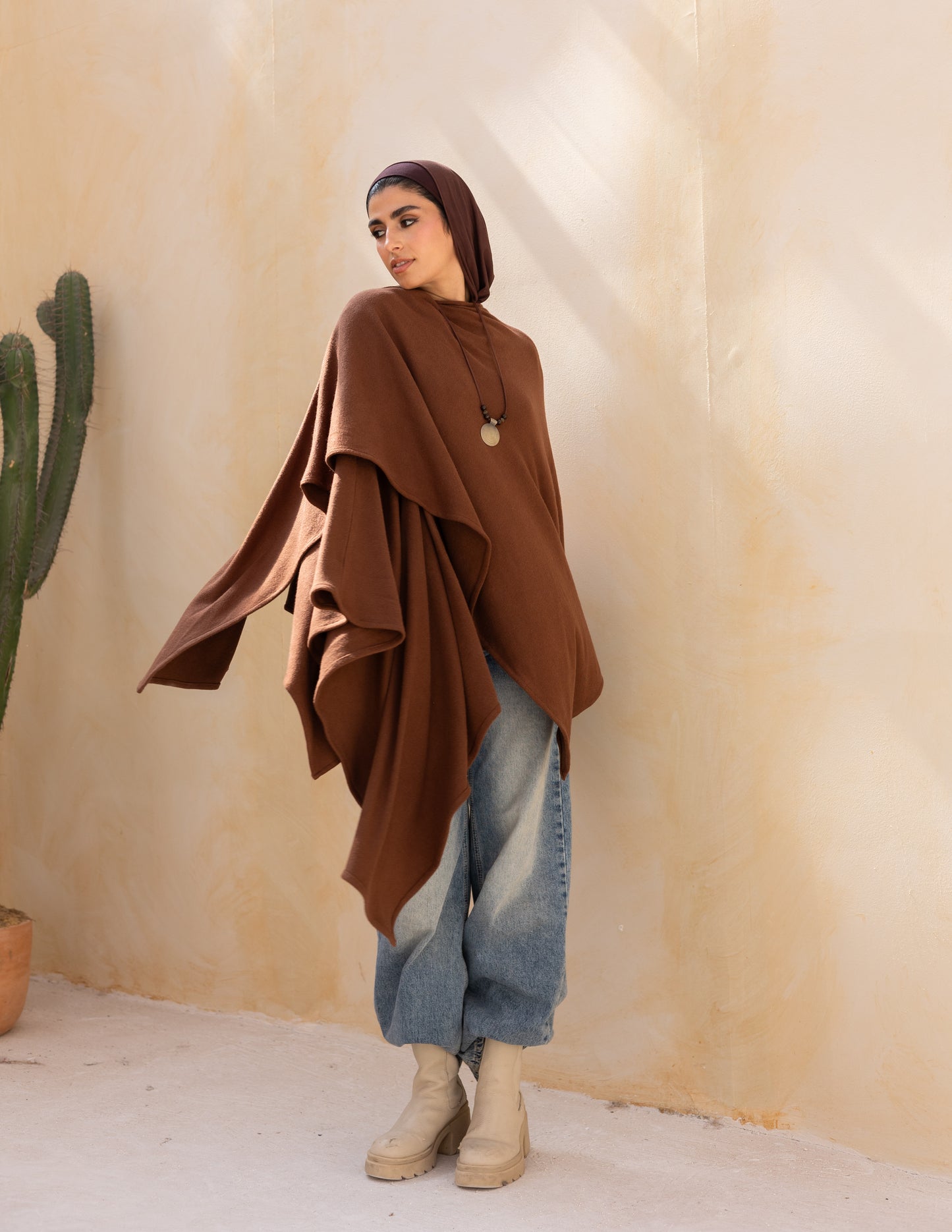 Layered blouse in milky chocolate