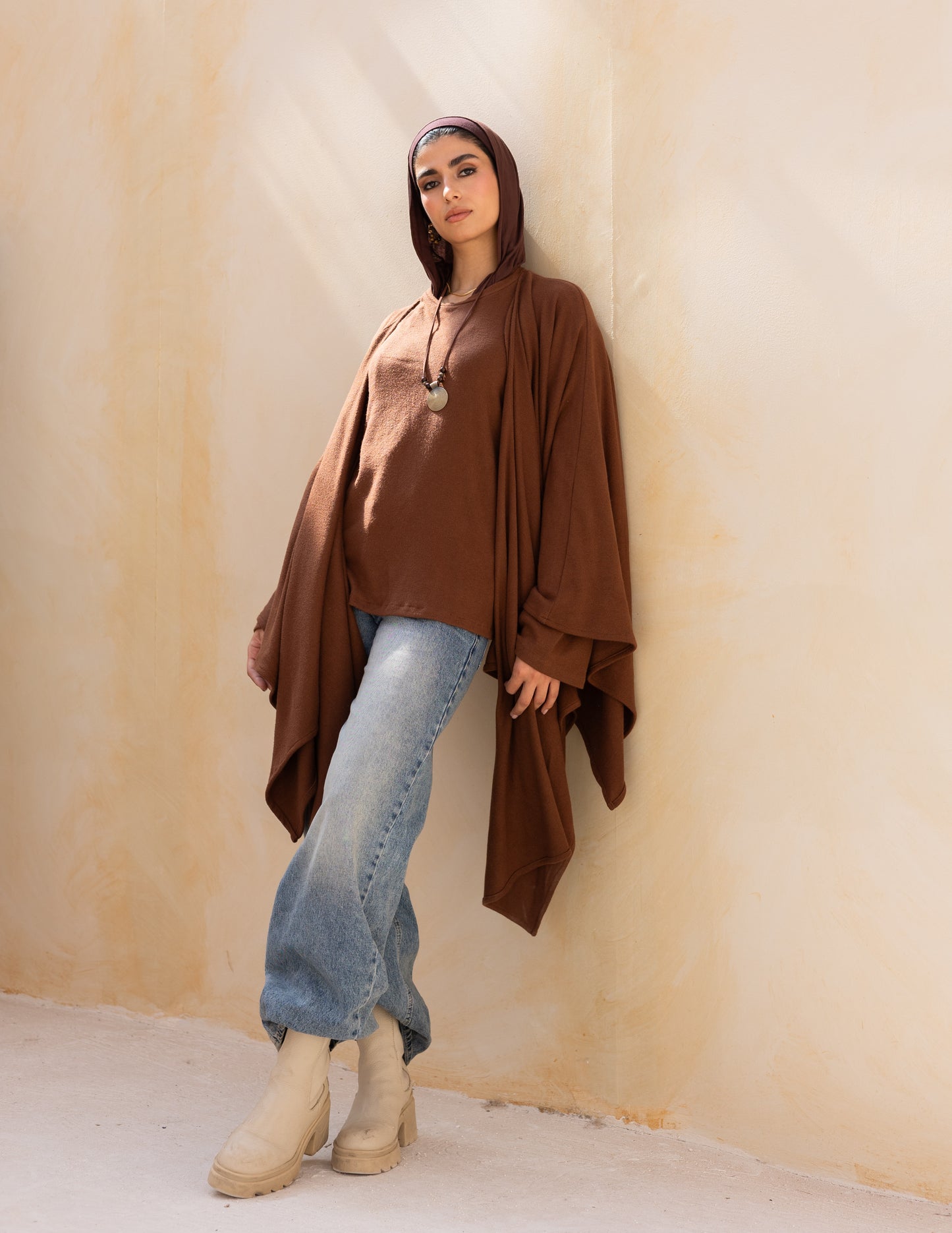 Layered blouse in milky chocolate