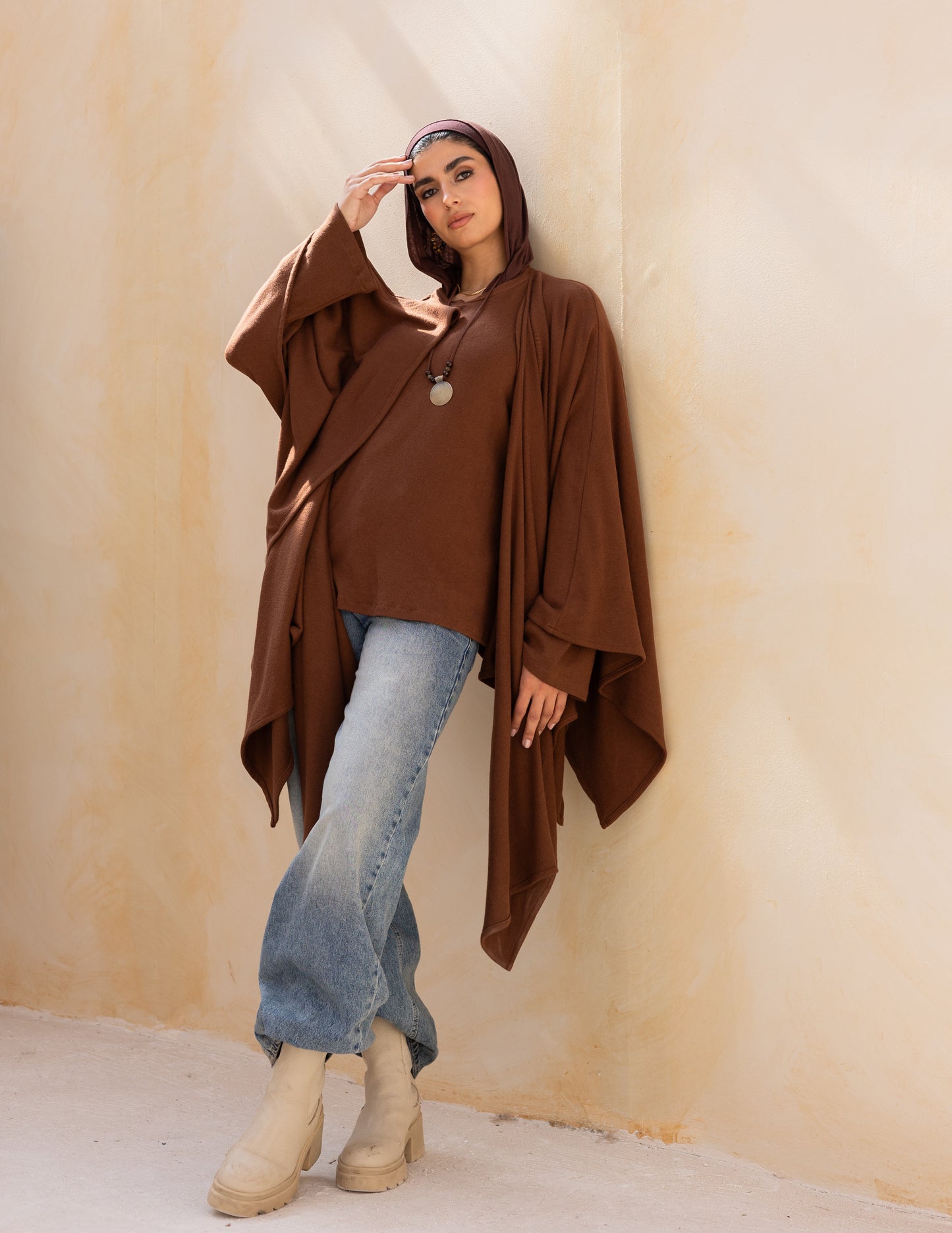 Layered blouse in milky chocolate