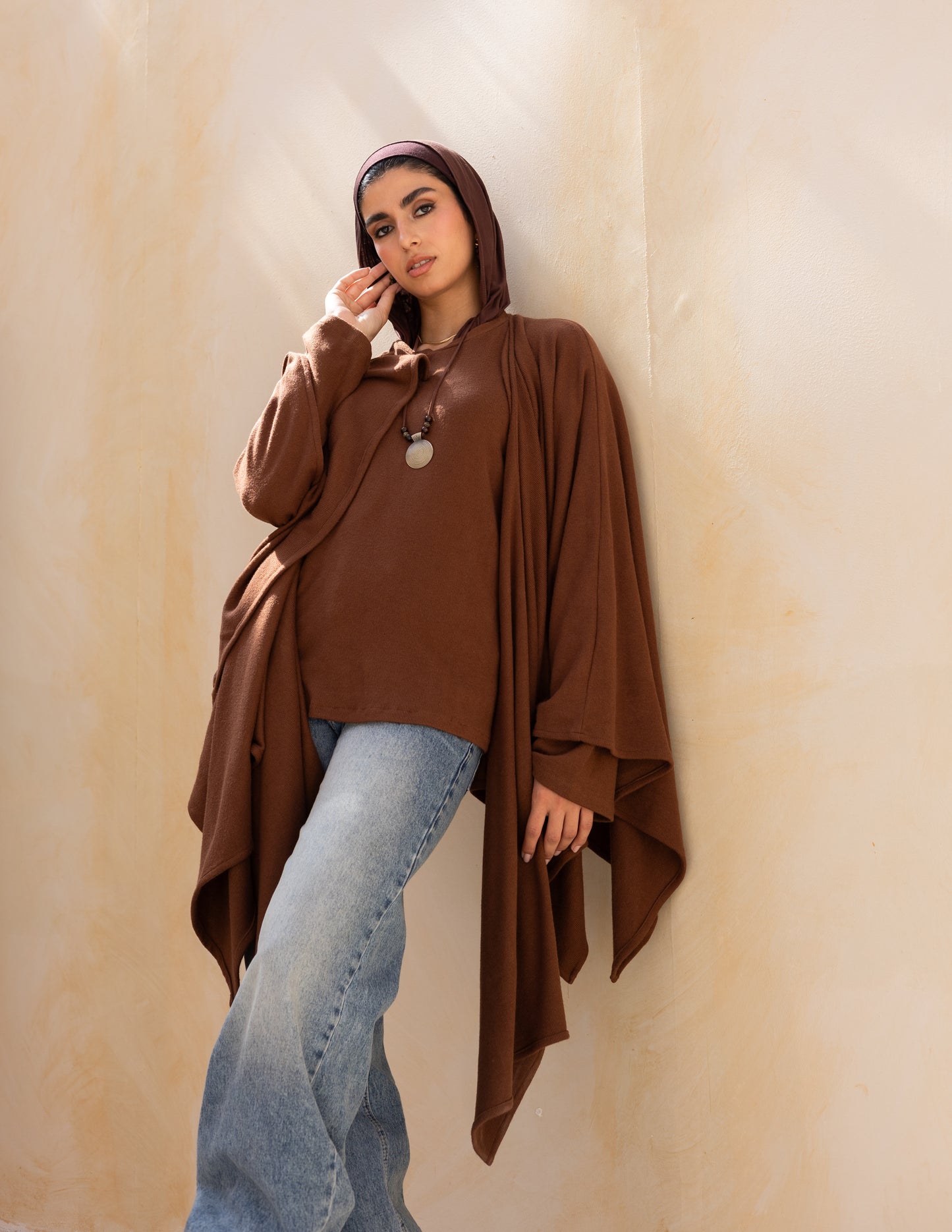 Layered blouse in milky chocolate