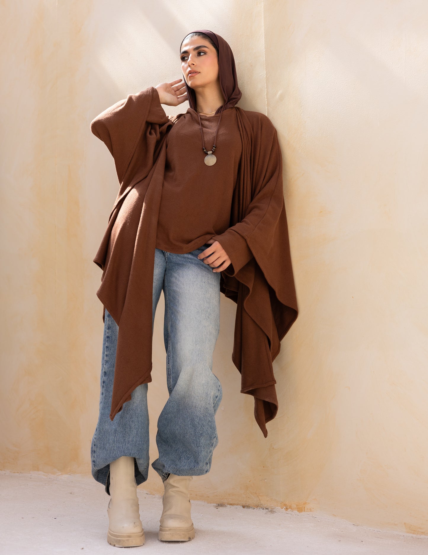 Layered blouse in milky chocolate