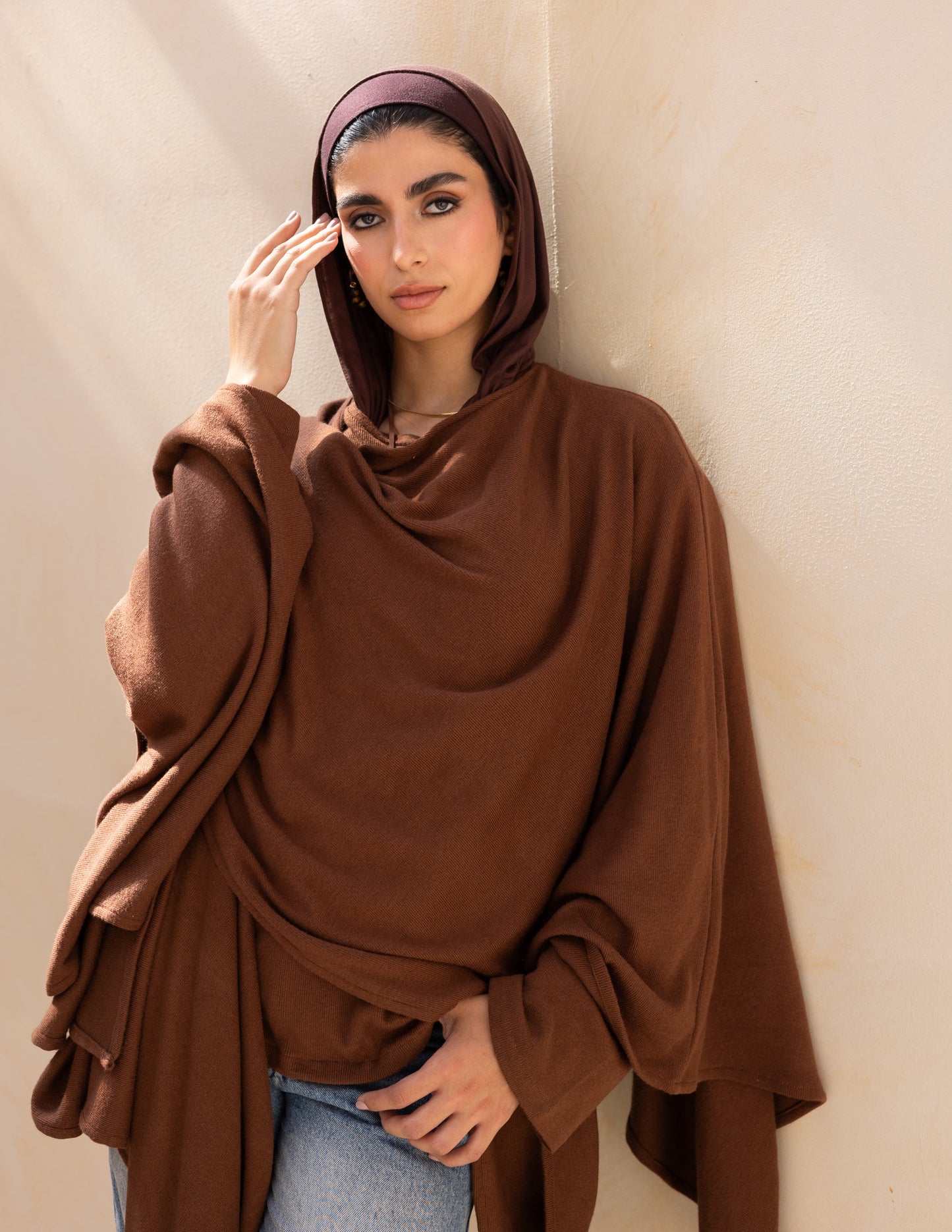 Layered blouse in milky chocolate