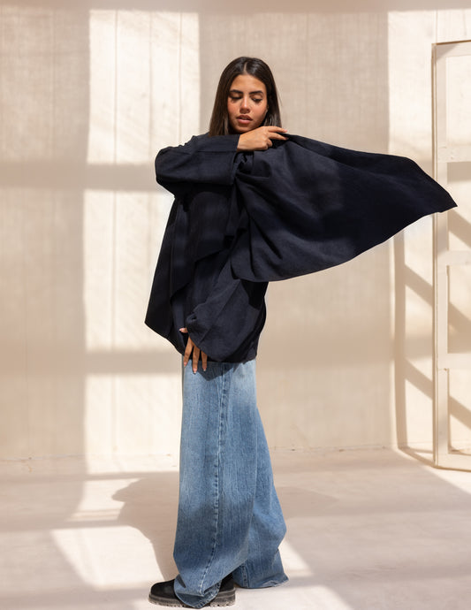 Flowy blouse in Navy