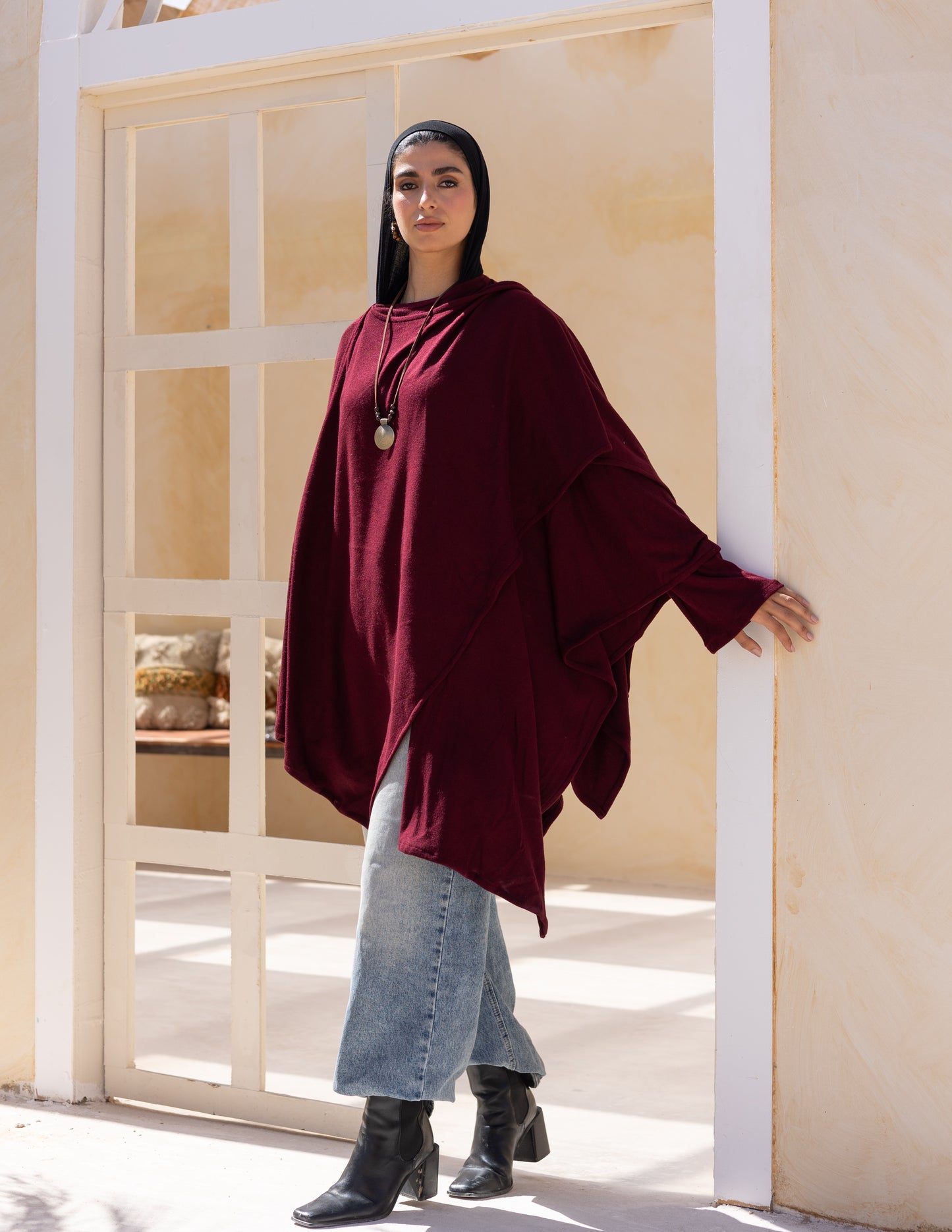 Layered blouse in burgundy