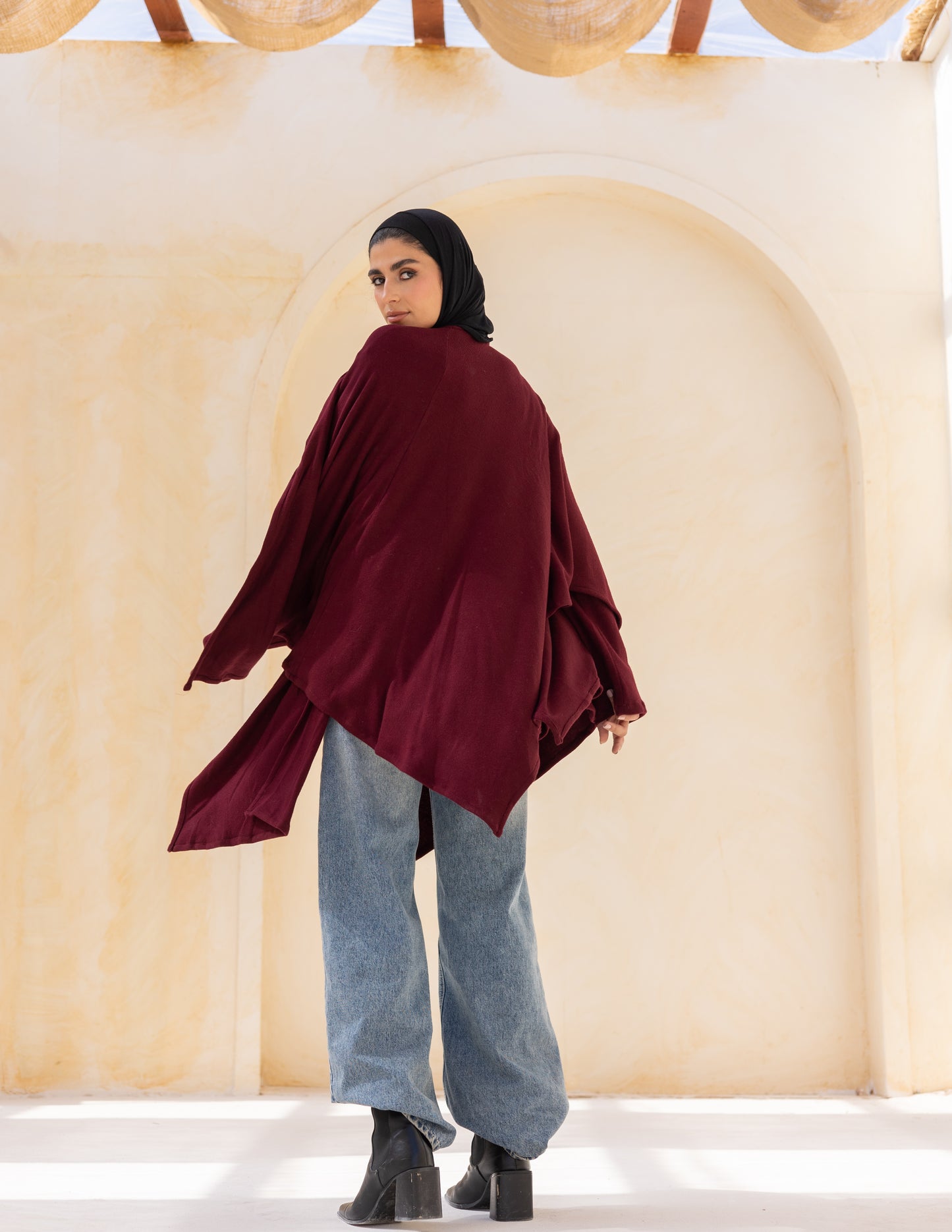 Layered blouse in burgundy