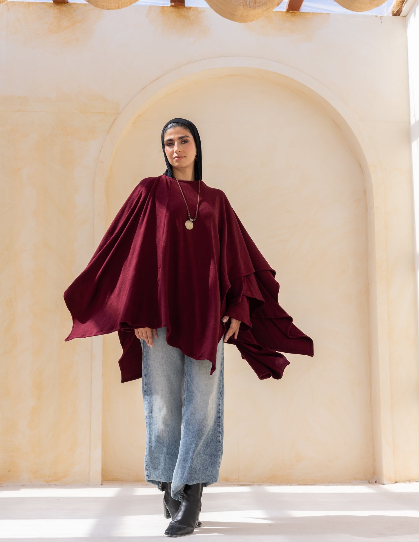 Layered blouse in burgundy