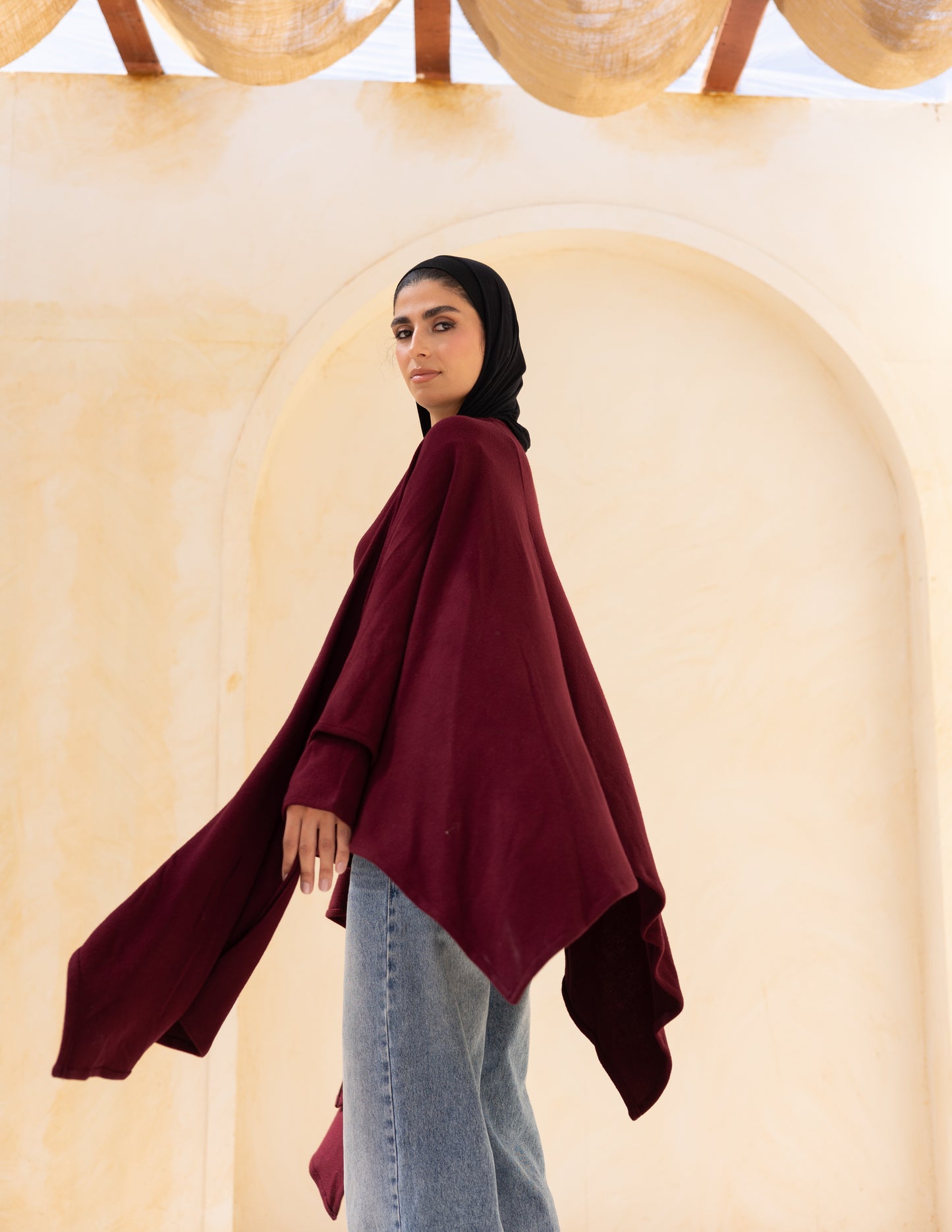 Layered blouse in burgundy