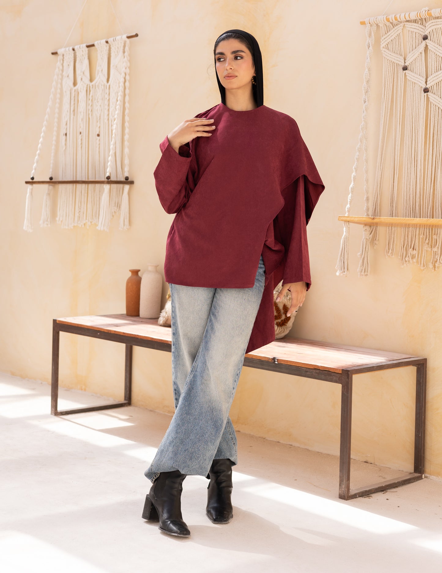 Flowy blouse in burgundy