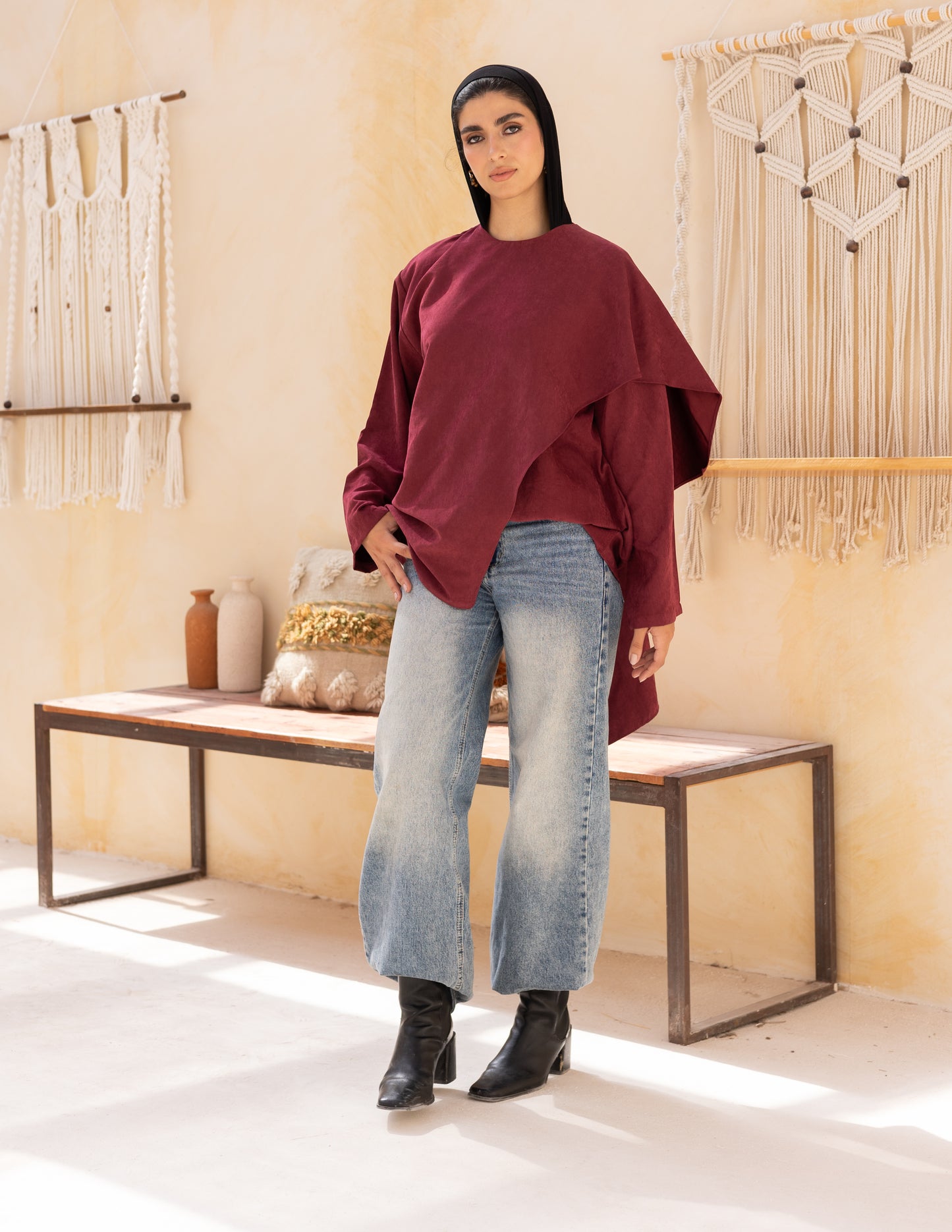 Flowy blouse in burgundy