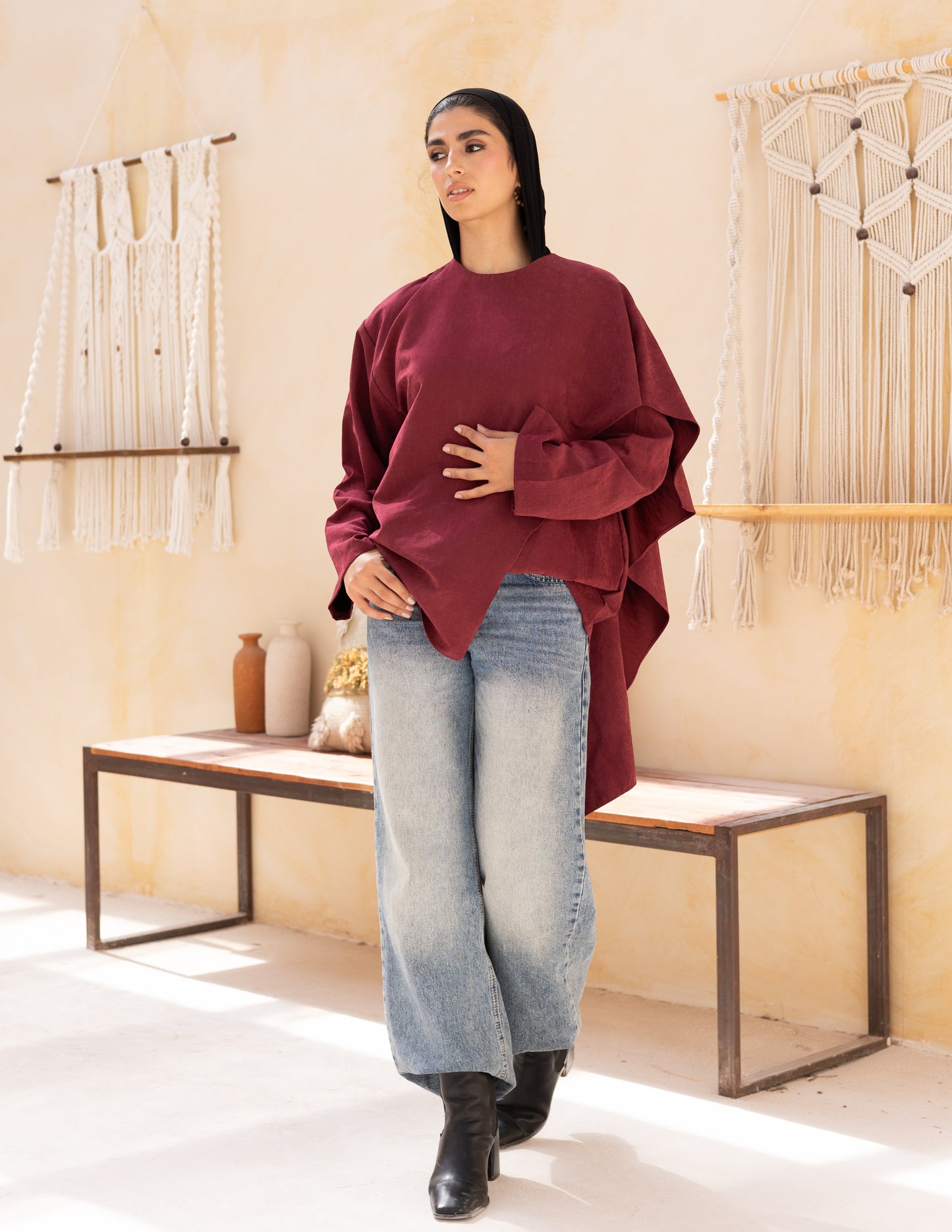 Flowy blouse in burgundy