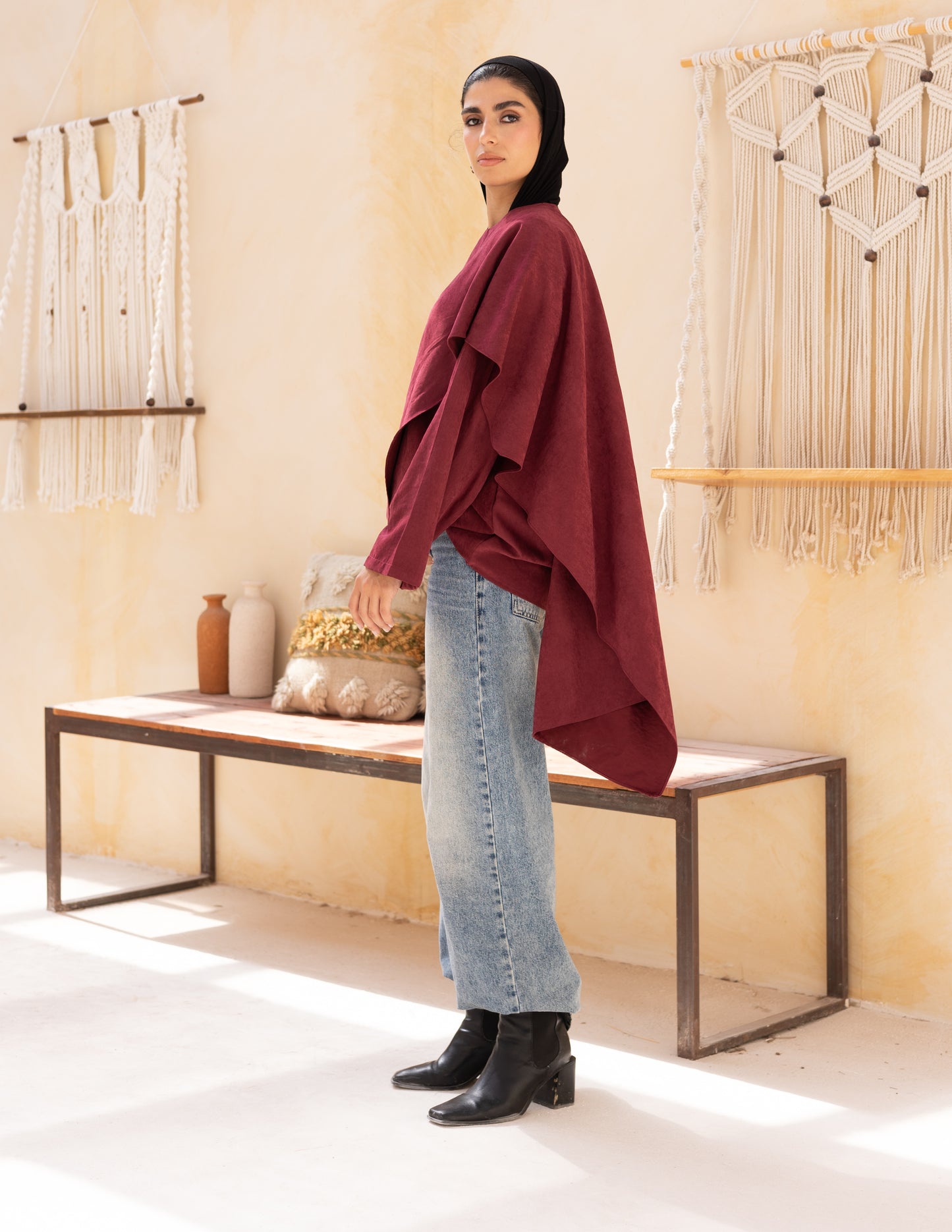 Flowy blouse in burgundy