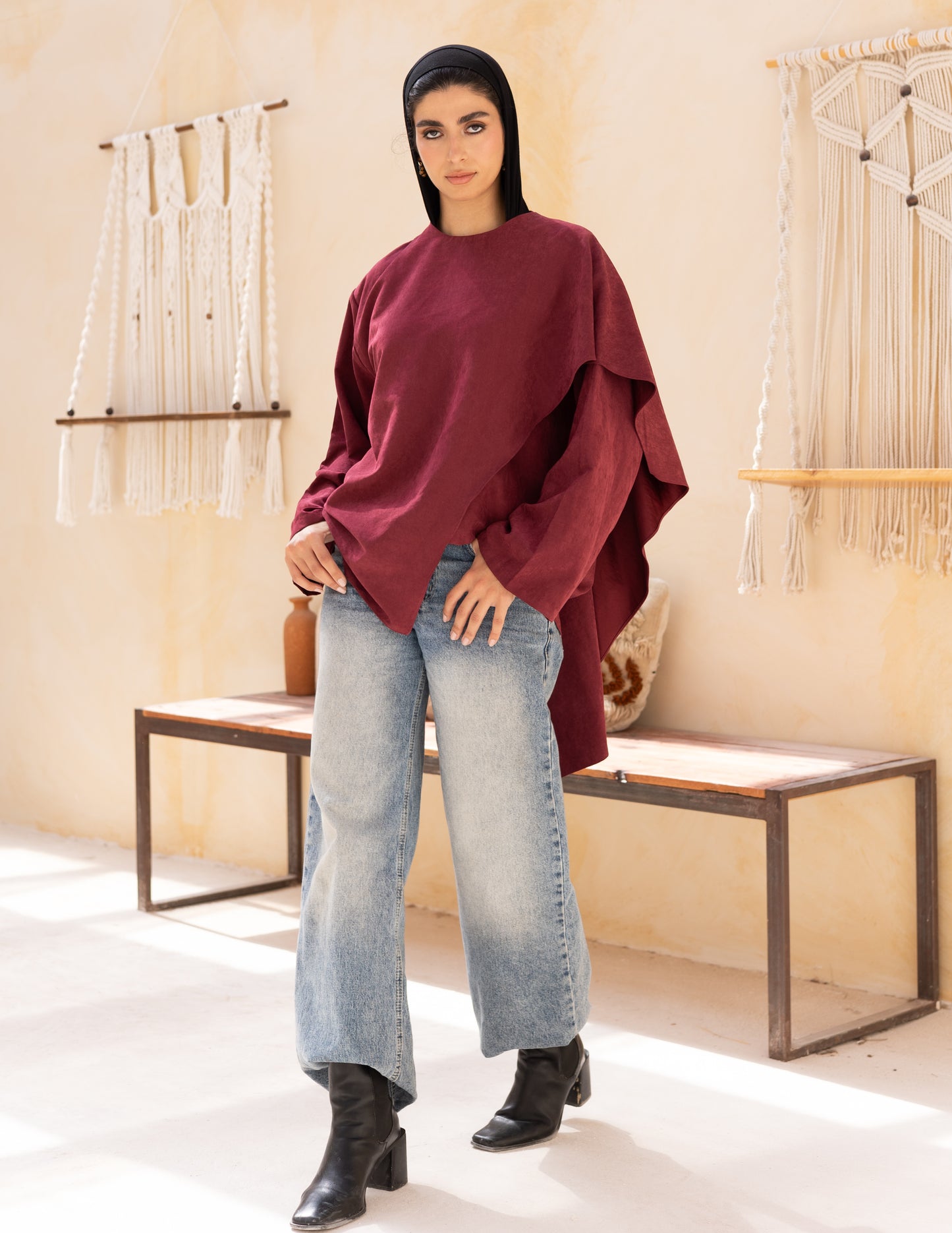 Flowy blouse in burgundy