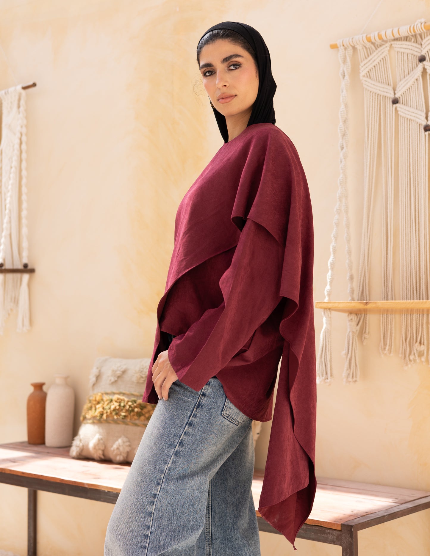 Flowy blouse in burgundy