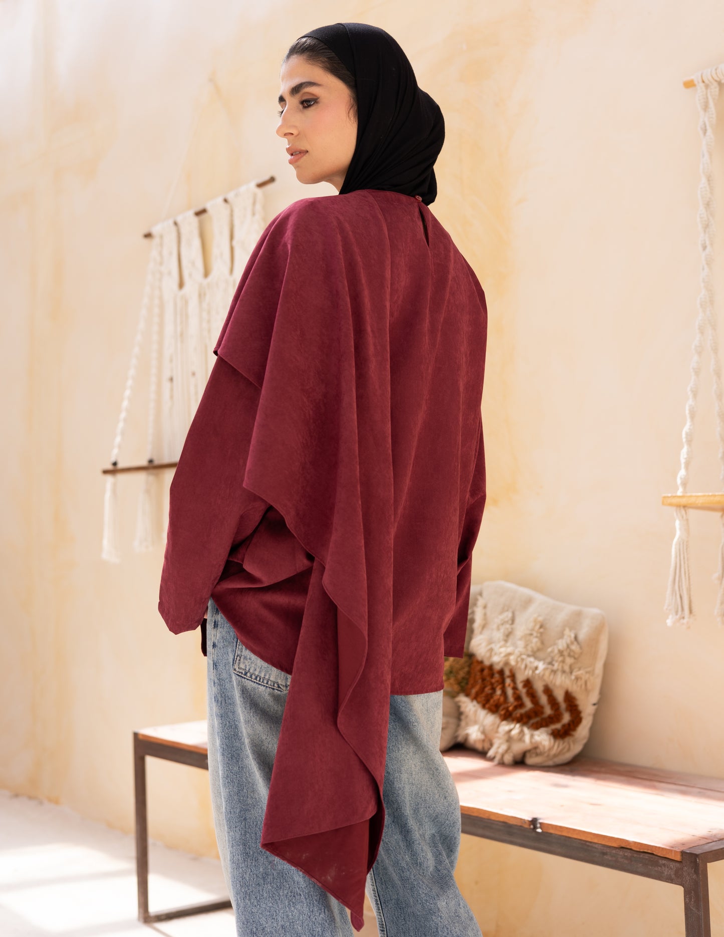 Flowy blouse in burgundy