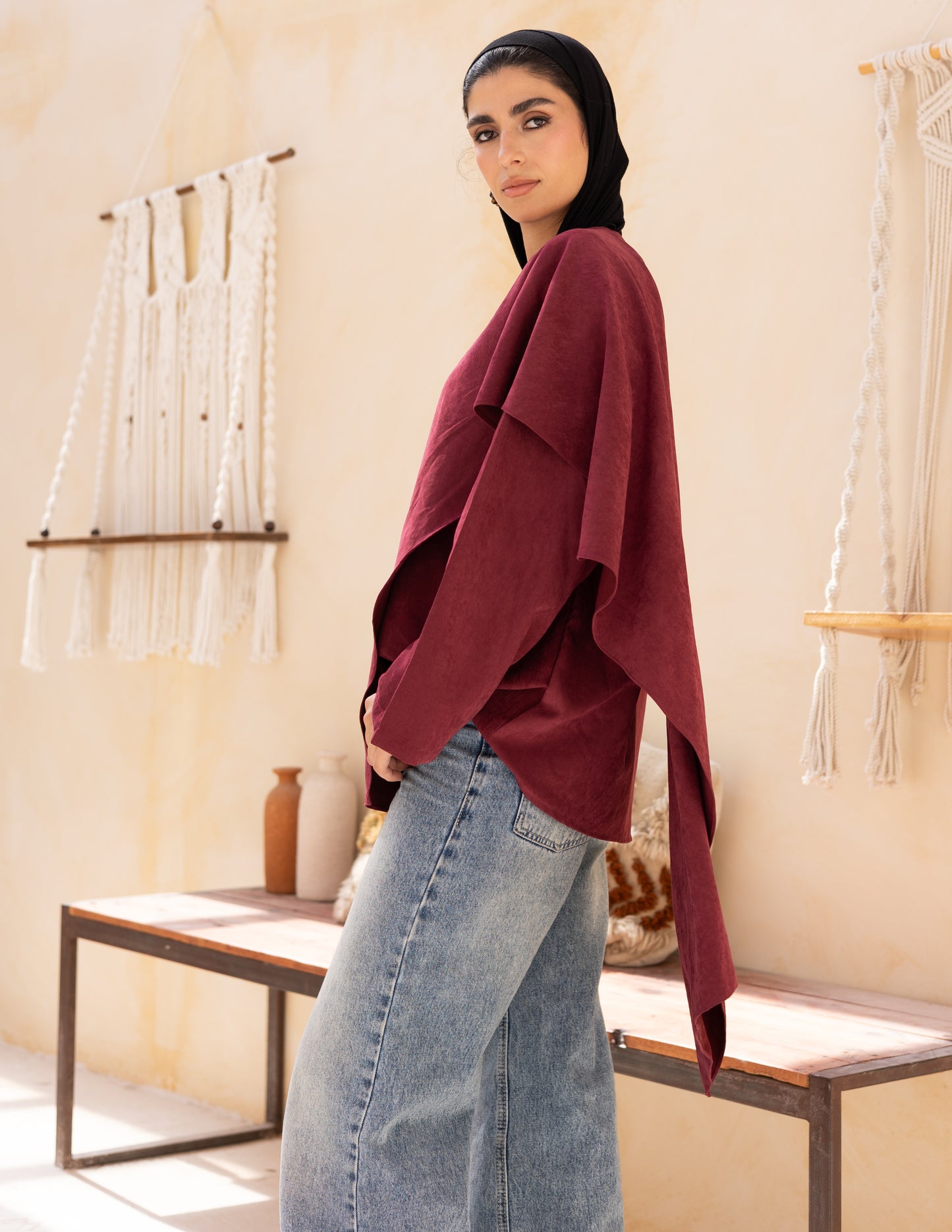 Flowy blouse in burgundy