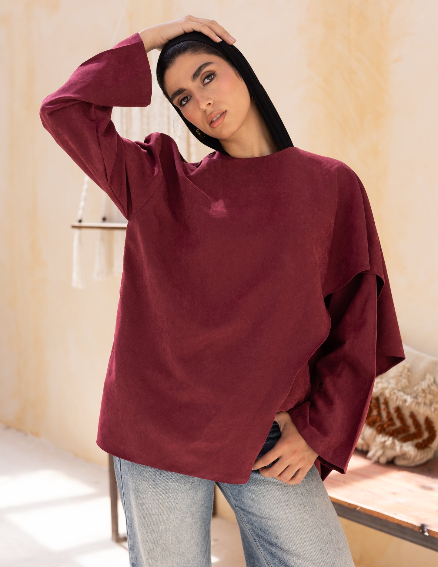 Flowy blouse in burgundy