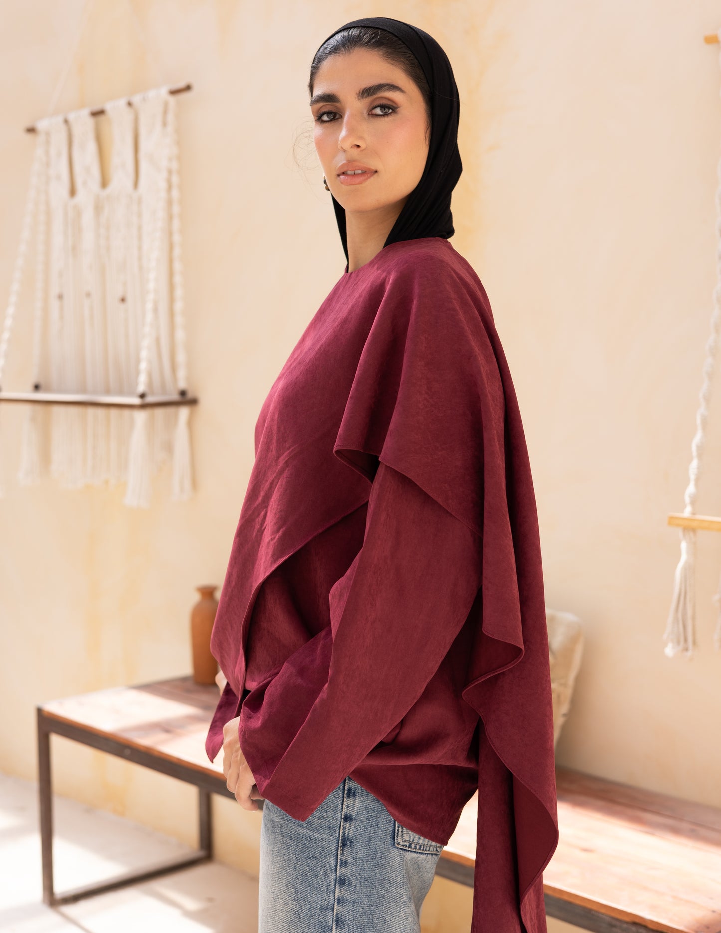 Flowy blouse in burgundy