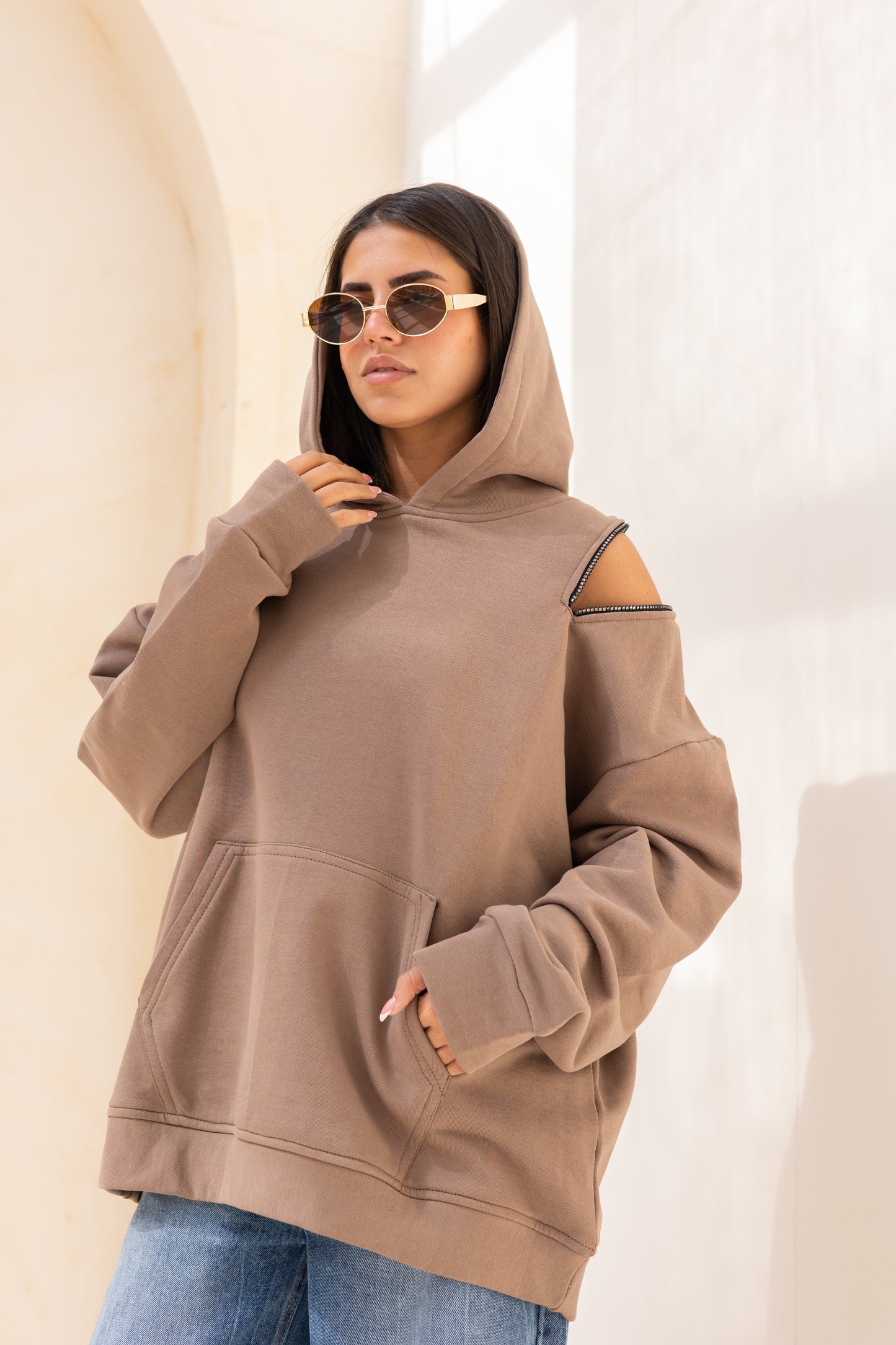 Hoodie in light cafe