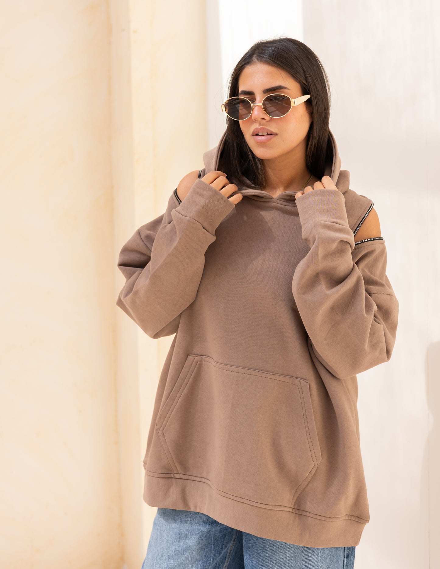 Hoodie in light cafe