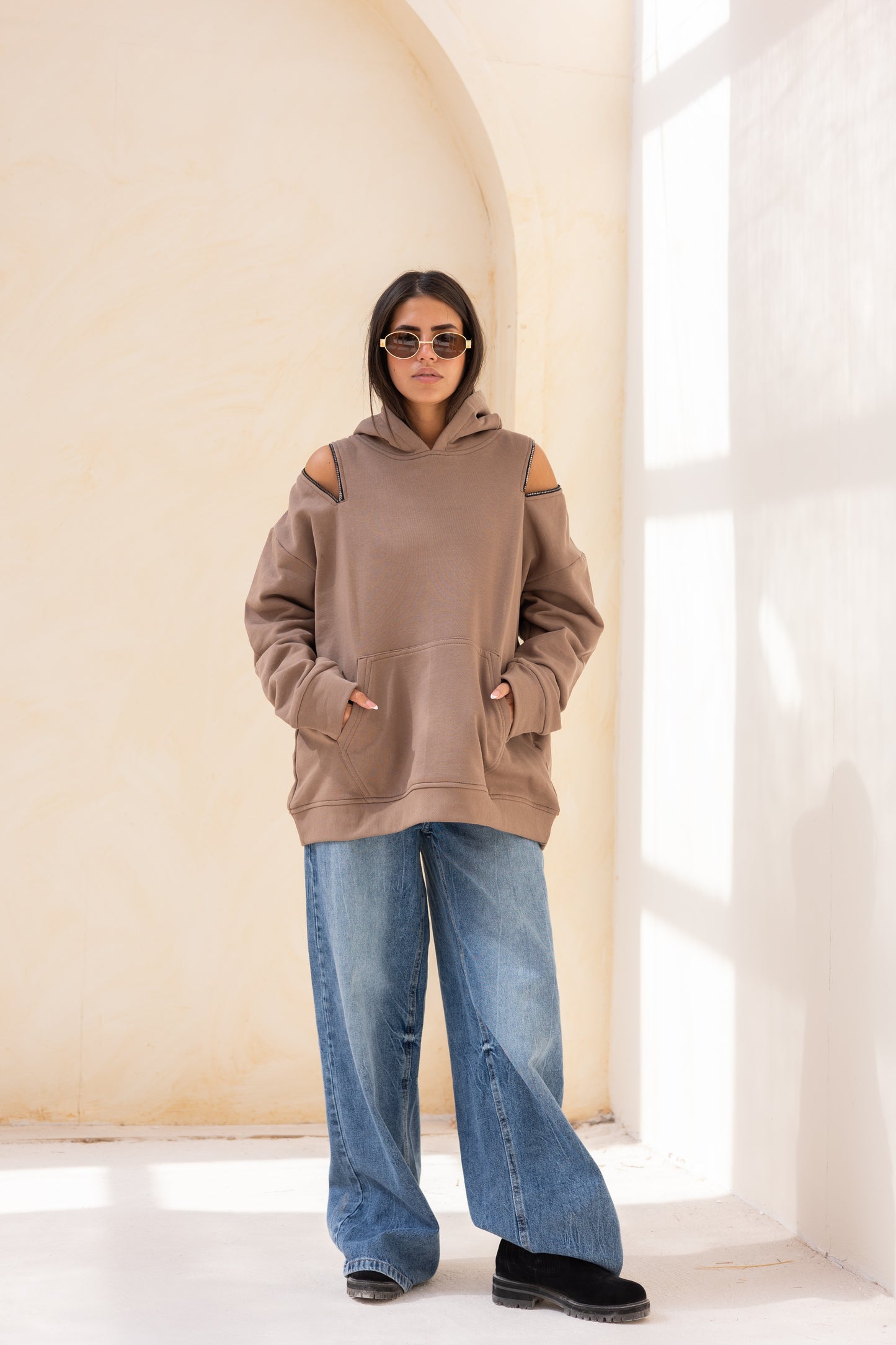 Hoodie in light cafe