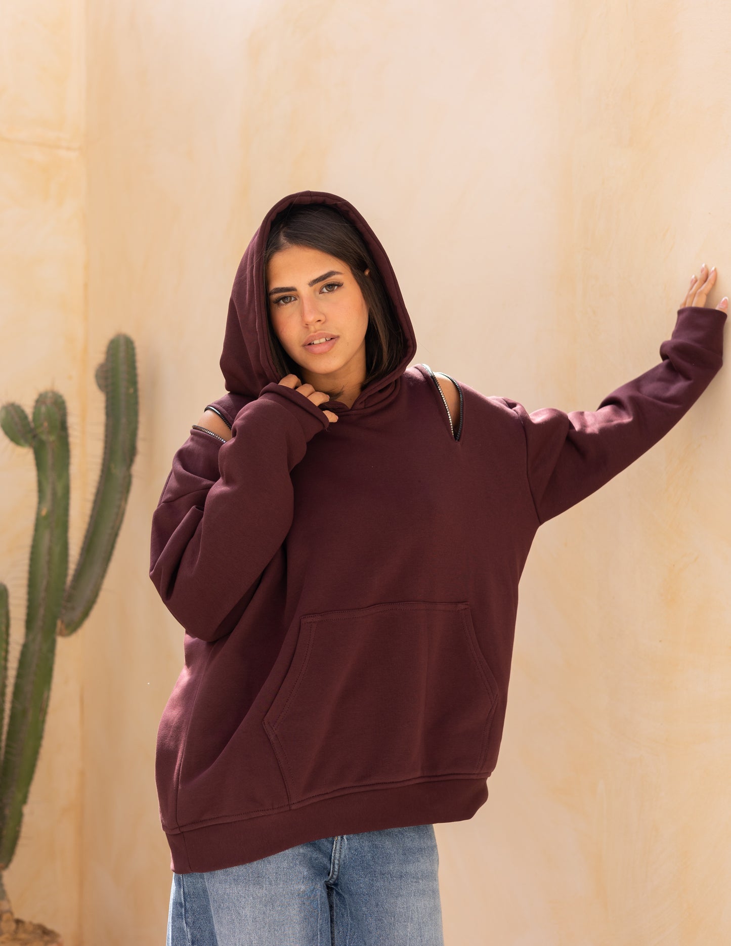 Hoodie in burgundy