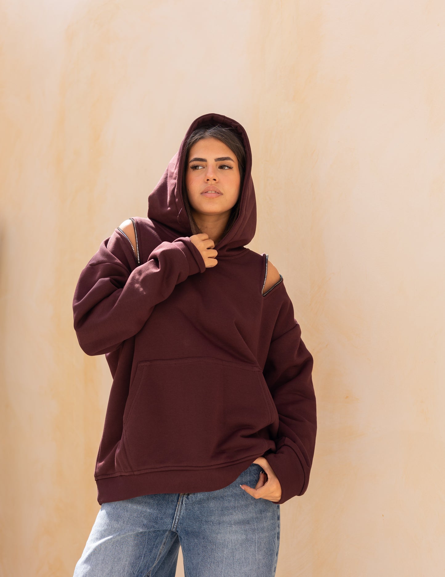 Hoodie in burgundy