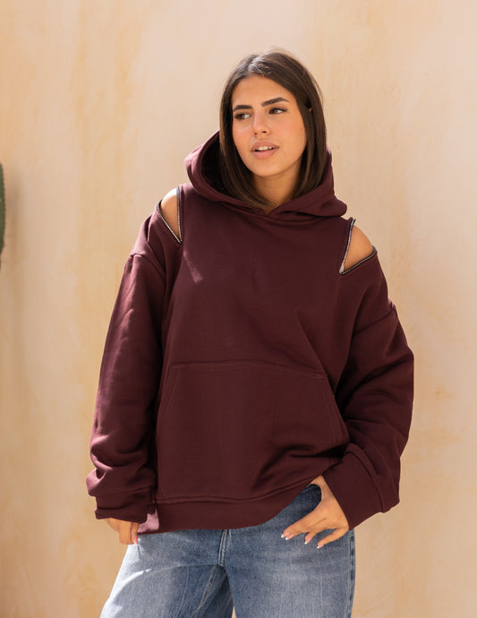 Hoodie in burgundy