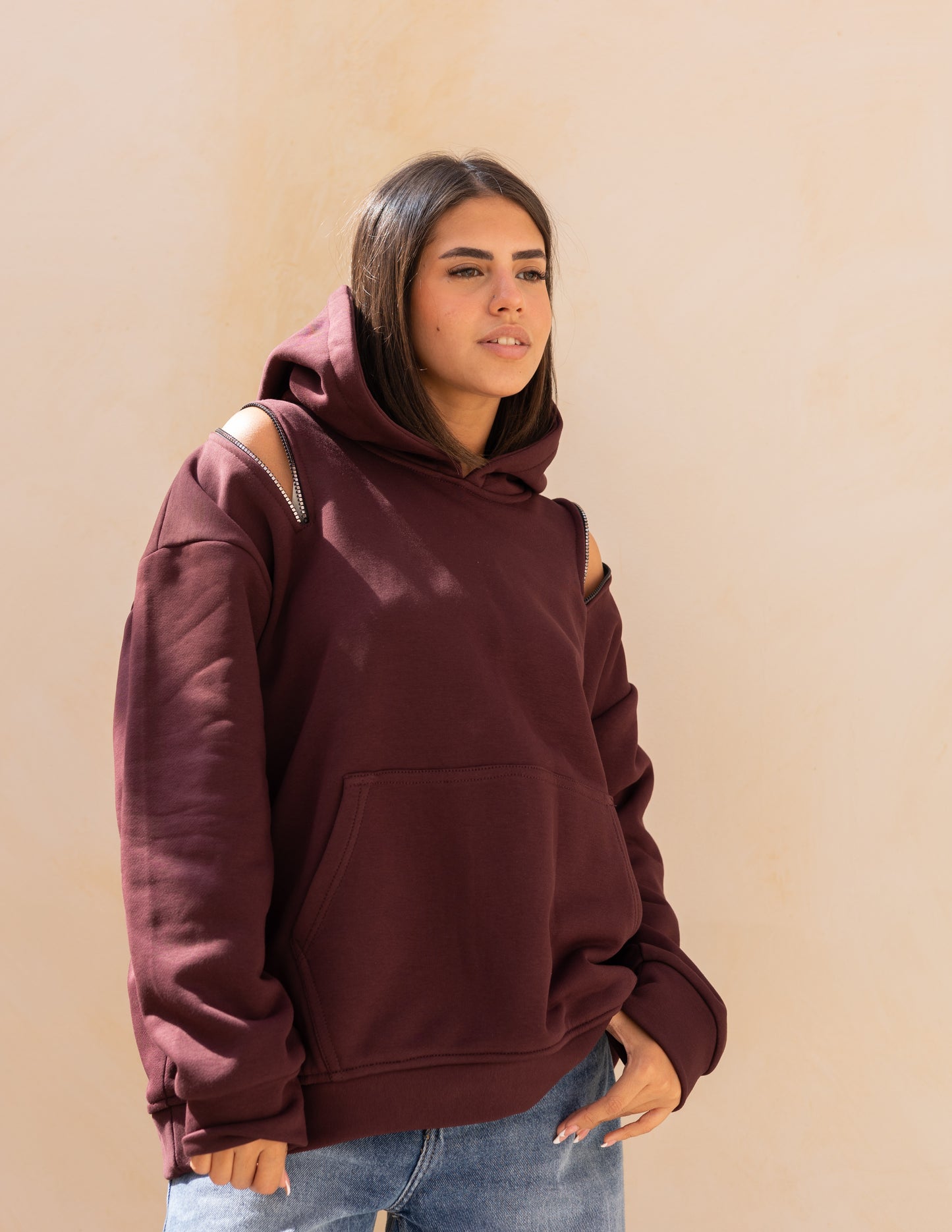 Hoodie in burgundy