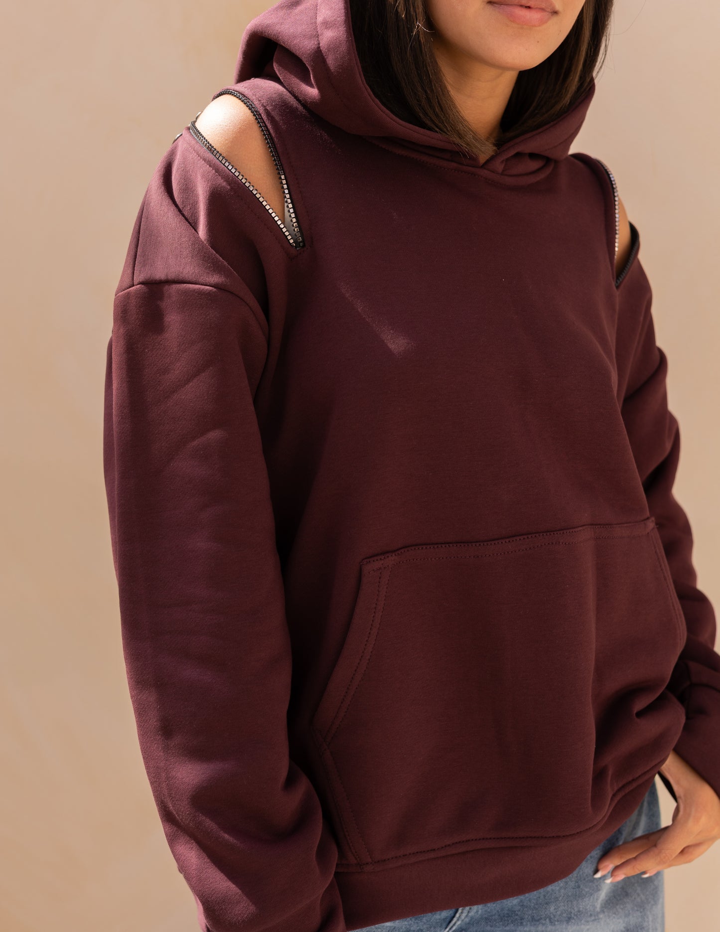 Hoodie in burgundy