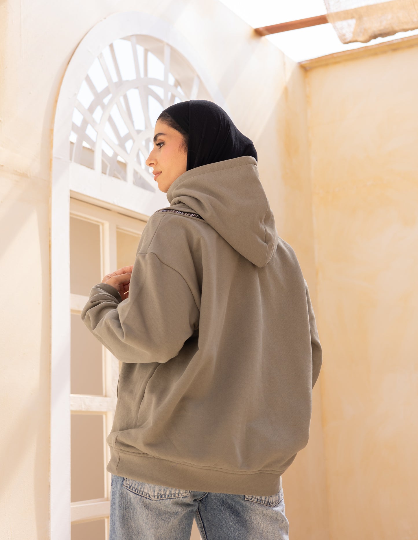 Hoodie in dark mint green