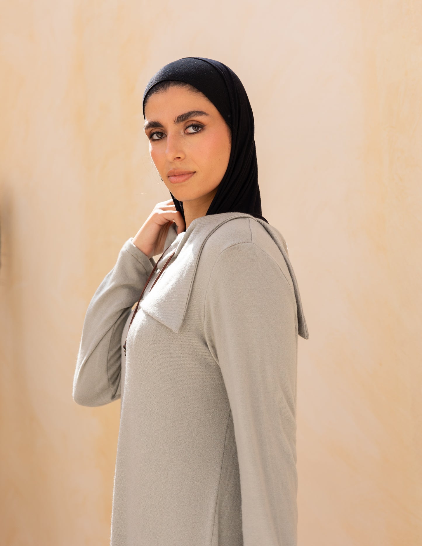 Knitted wide neck dress in mint green